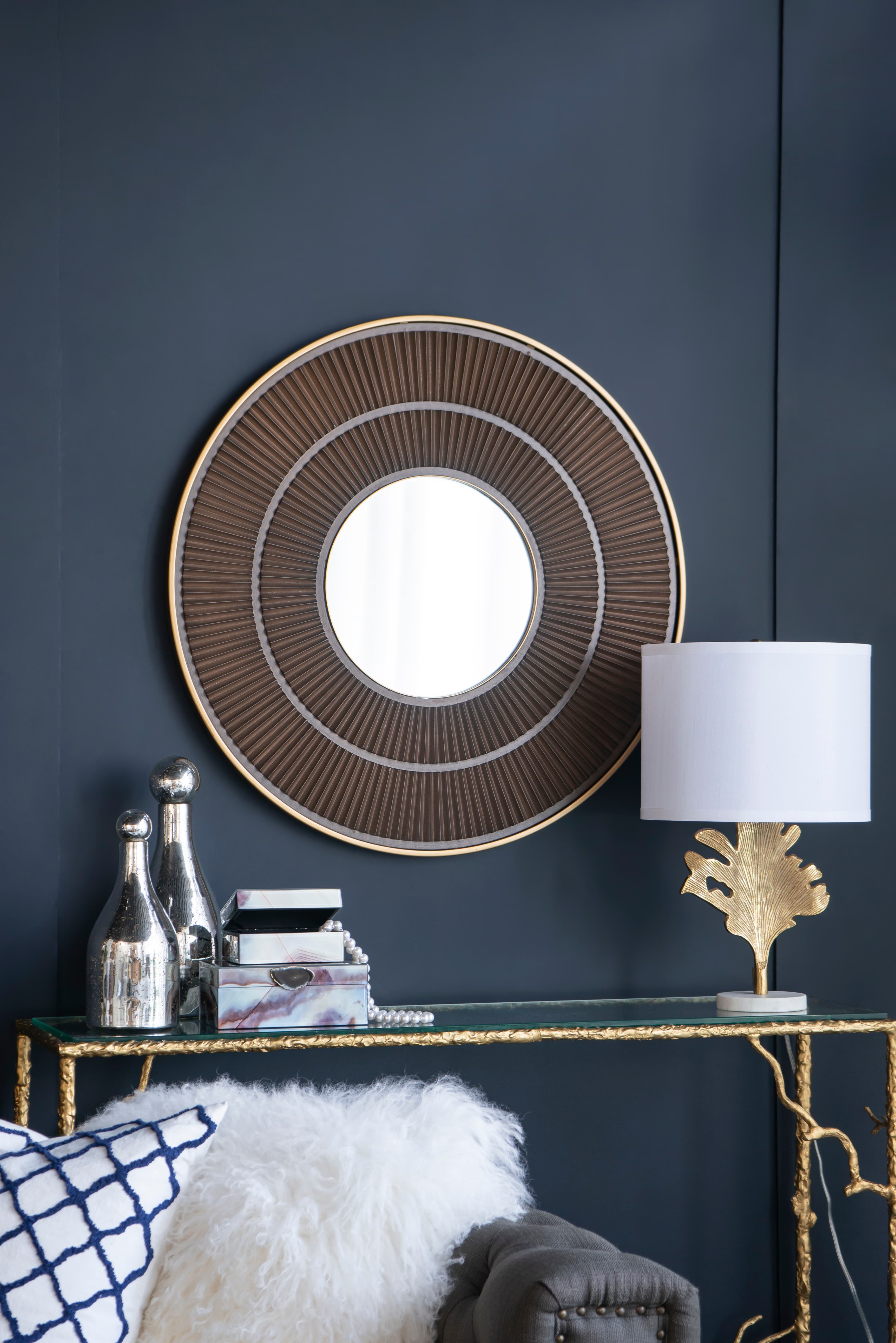 Alt View 8. Luckbyte - D13x22.2" Gold White Table Lamp Leaf Design Lamp Shade Assembly Required.