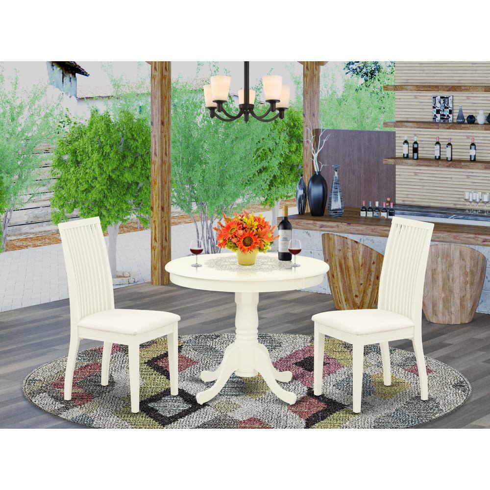 Left. East West Furniture - Dining Room Set Linen White - Brown.
