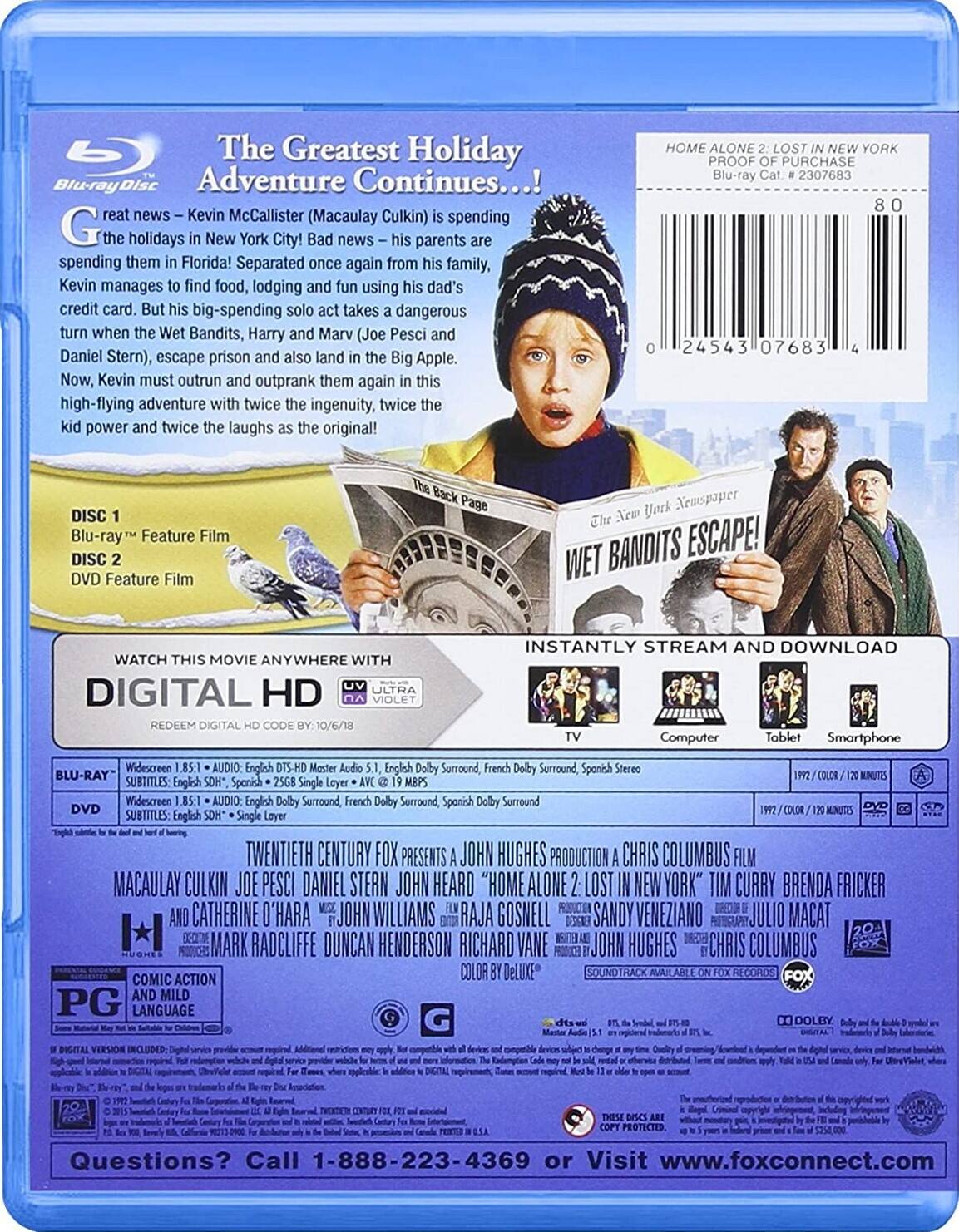 Alt View 1. Home Alone 2: Lost In New York - 25th Anniversary Edition   - BLU-RAY.