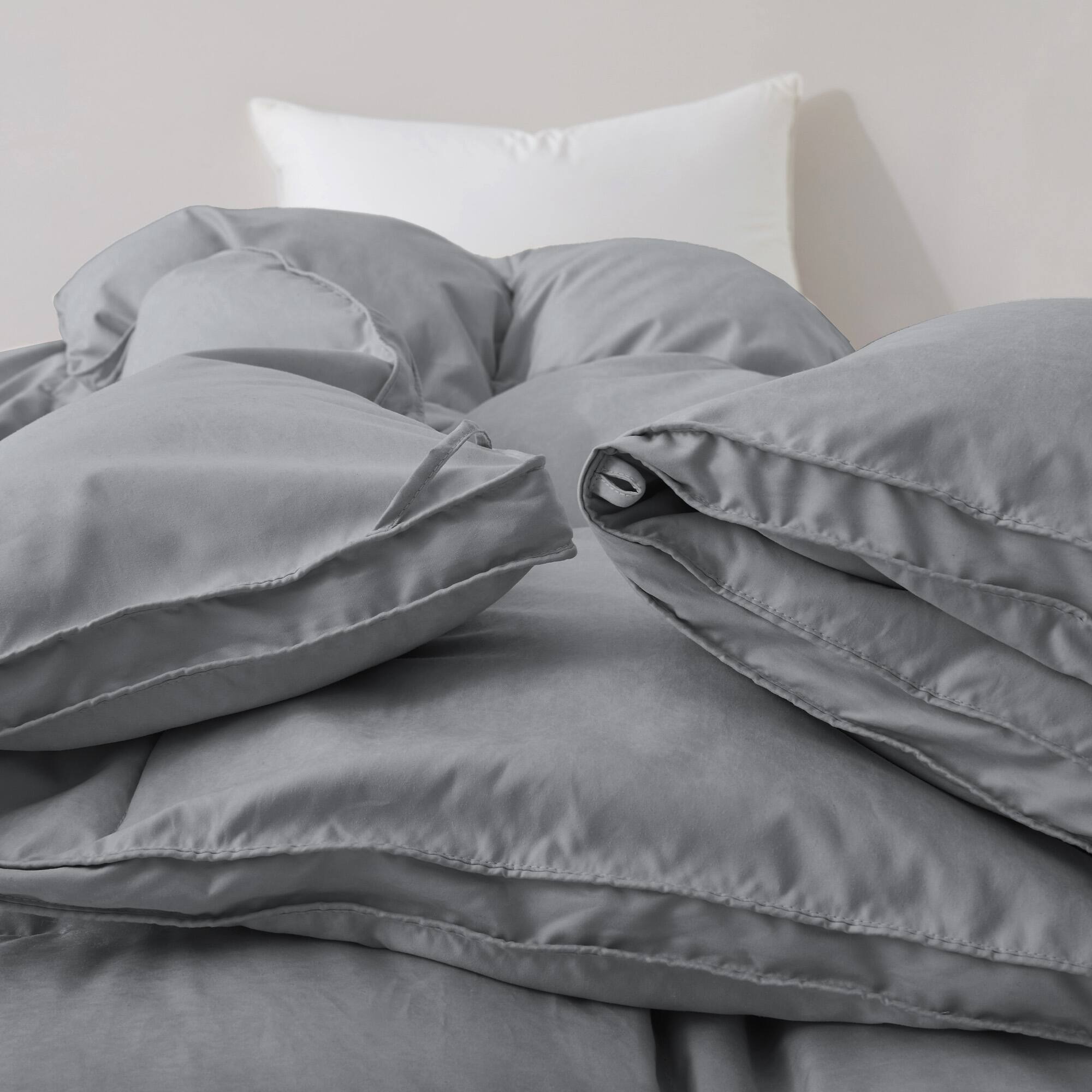 Back. Peace Nest - Peace Nest White Goose Down Feather Fiber Comforter Heavyweight Duvet Insert, Dark Gray, California King - Dark Gray.