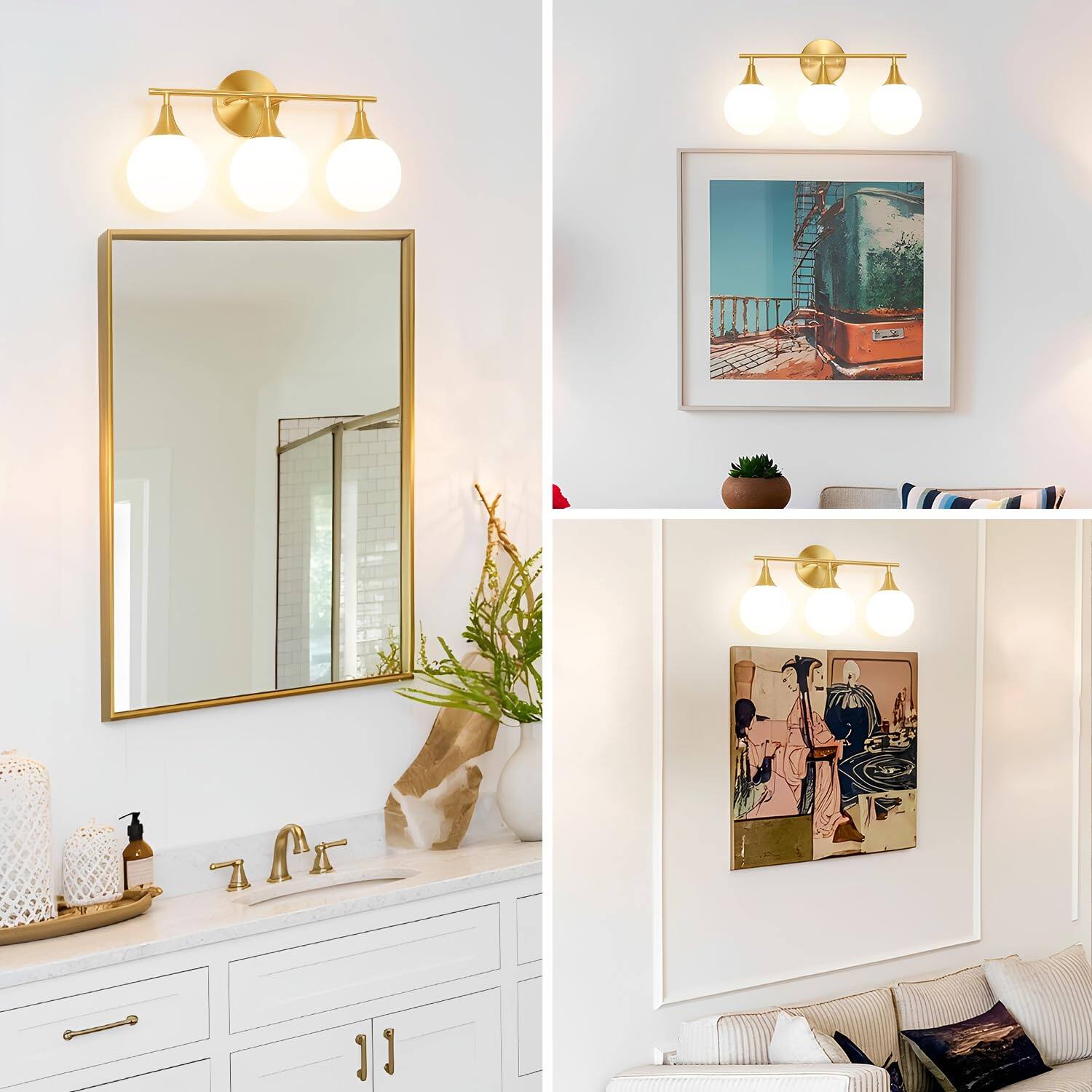 Alt View 1. HM 1810 - Modern Brushed Bathroom Vanity Light Energy Efficient G Base Lighting Fixtures Over Mirror Anti glare Inc - Black 2 light.