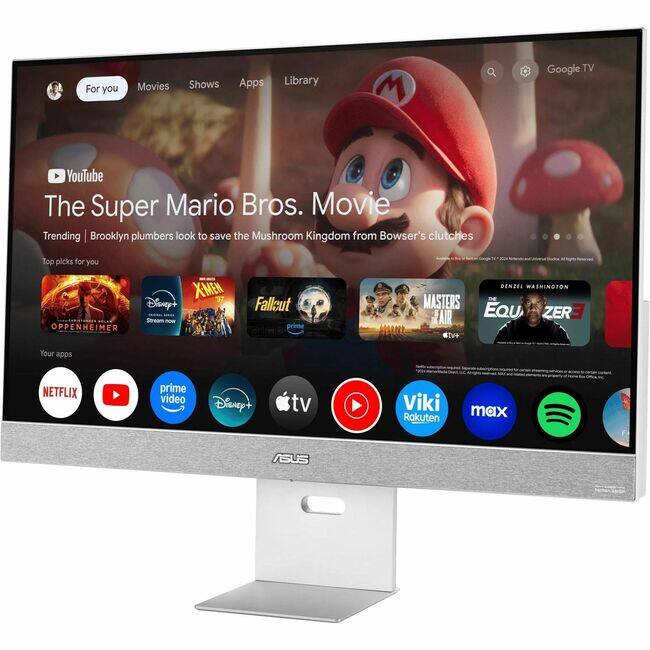 For you  
Movies  
Shows  
Apps  
Library  

YouTube  
The Super Mario Bros. Movie  
Trending | Brooklyn plumbers look to save the Mushroom Kingdom from Bowser's clutches  

Top picks for you  
OPPENHEIMER  
X-MEN  
Fallout  
MASTERS OF THE AIR  
THE EQUALIZER 3  

Your apps  
NETFLIX  
prime video  
Disney+  
tv  
Viki  
Rakuten max  
Spotify  

Google TV