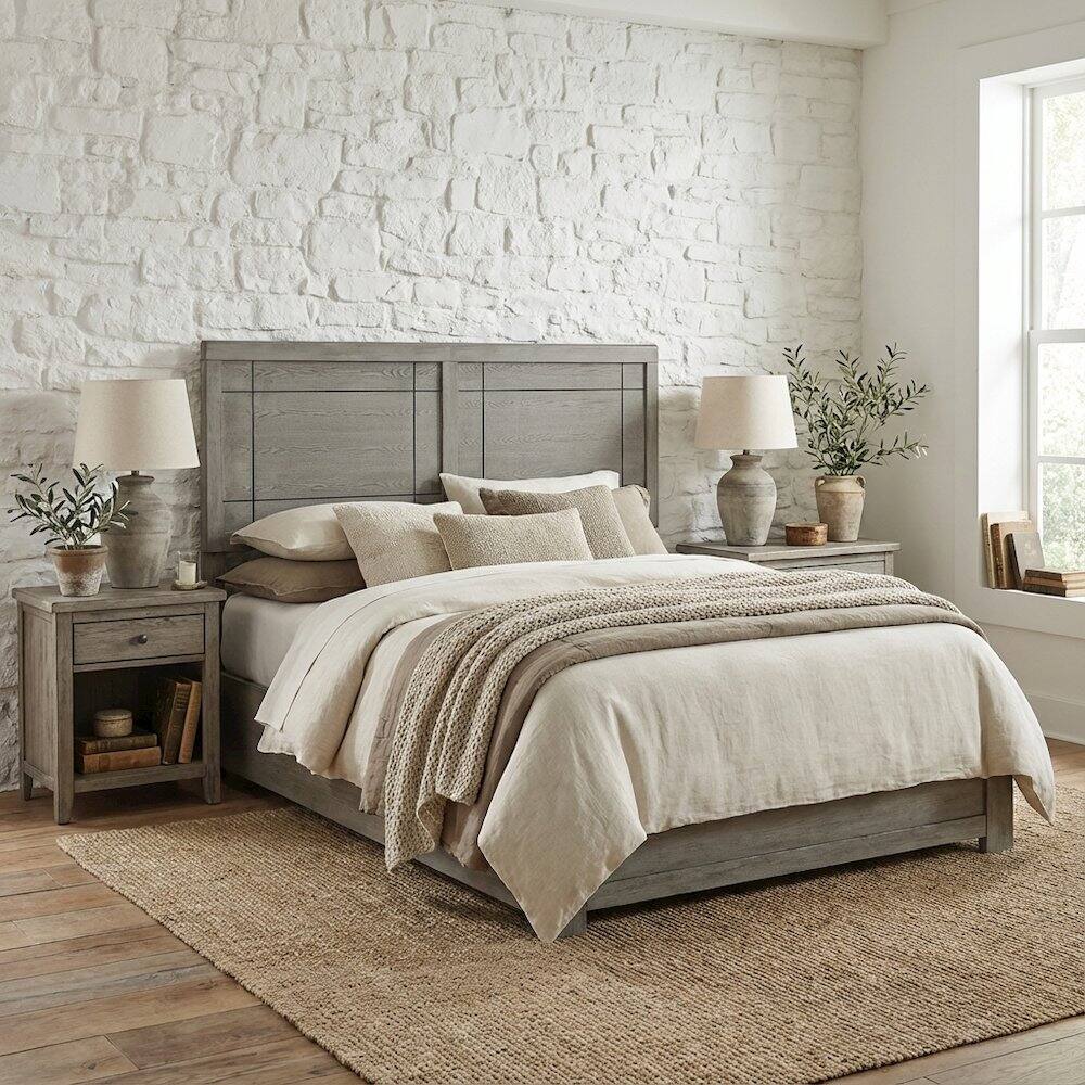 Angle. FurniFact - Twin Wood Headboard with Classic Design and Durable Construction - Gray.