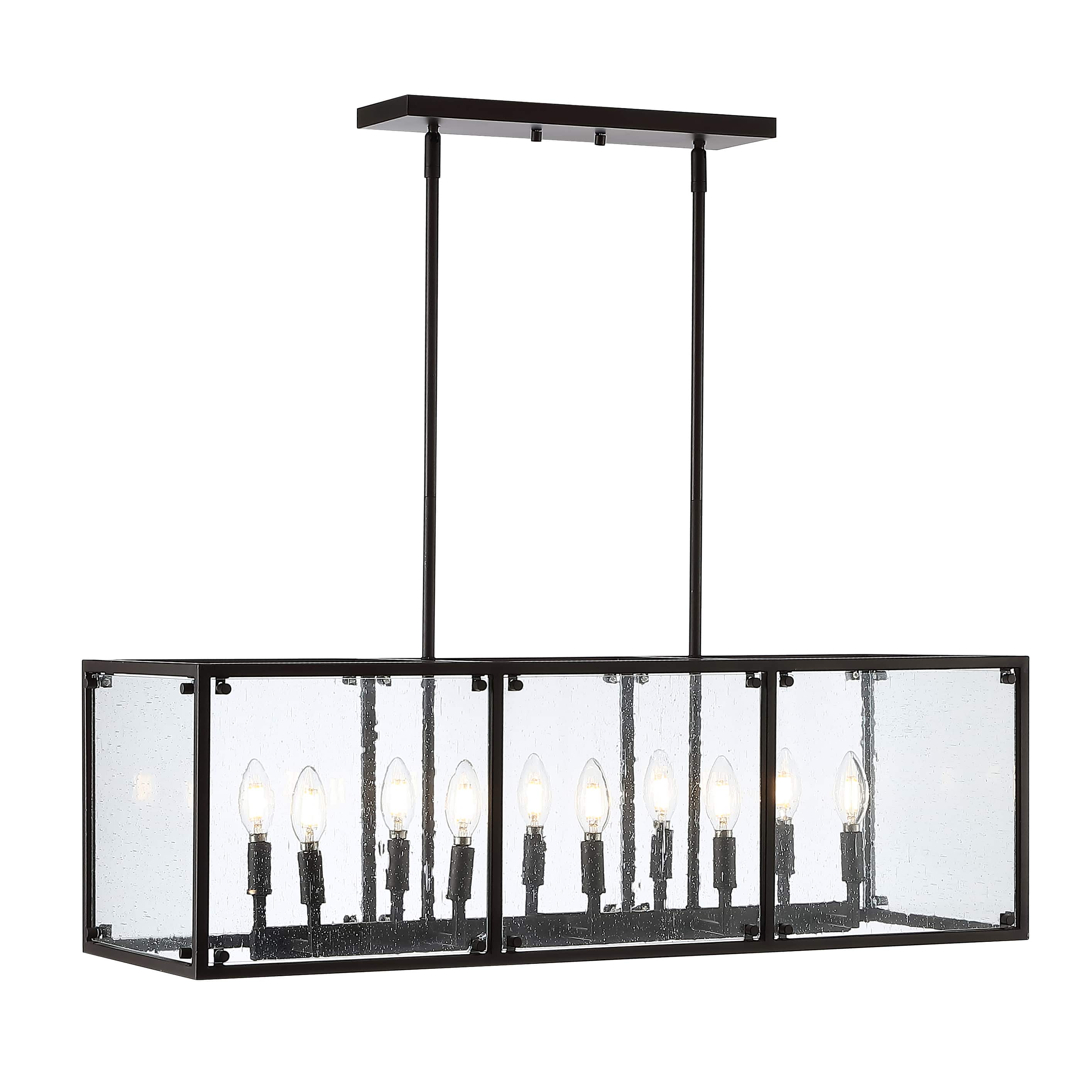 "Jonathan Y - Paysan 35"" Linear 10-Light Adjustable Iron/Seeded Glass Rustic Farmhouse LED Pendant, Oil Rubbed Bronze - Oil-Rubbed Bronze" price history on PriceWatchPro