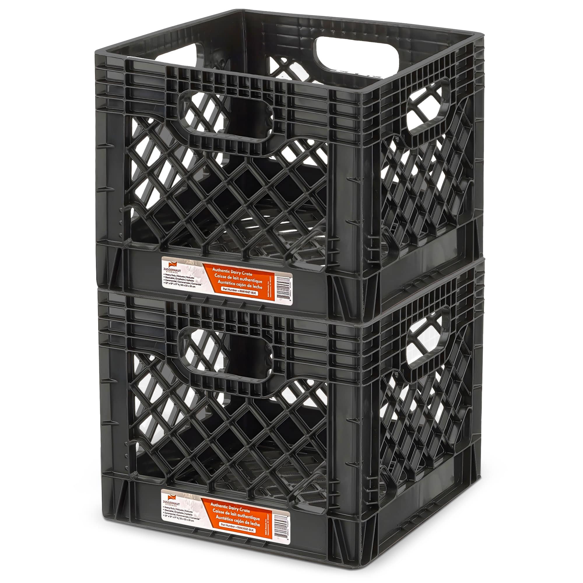Juggernaut Storage - Crate for Office Storage & Classroom Organization, 2-Pack - Black