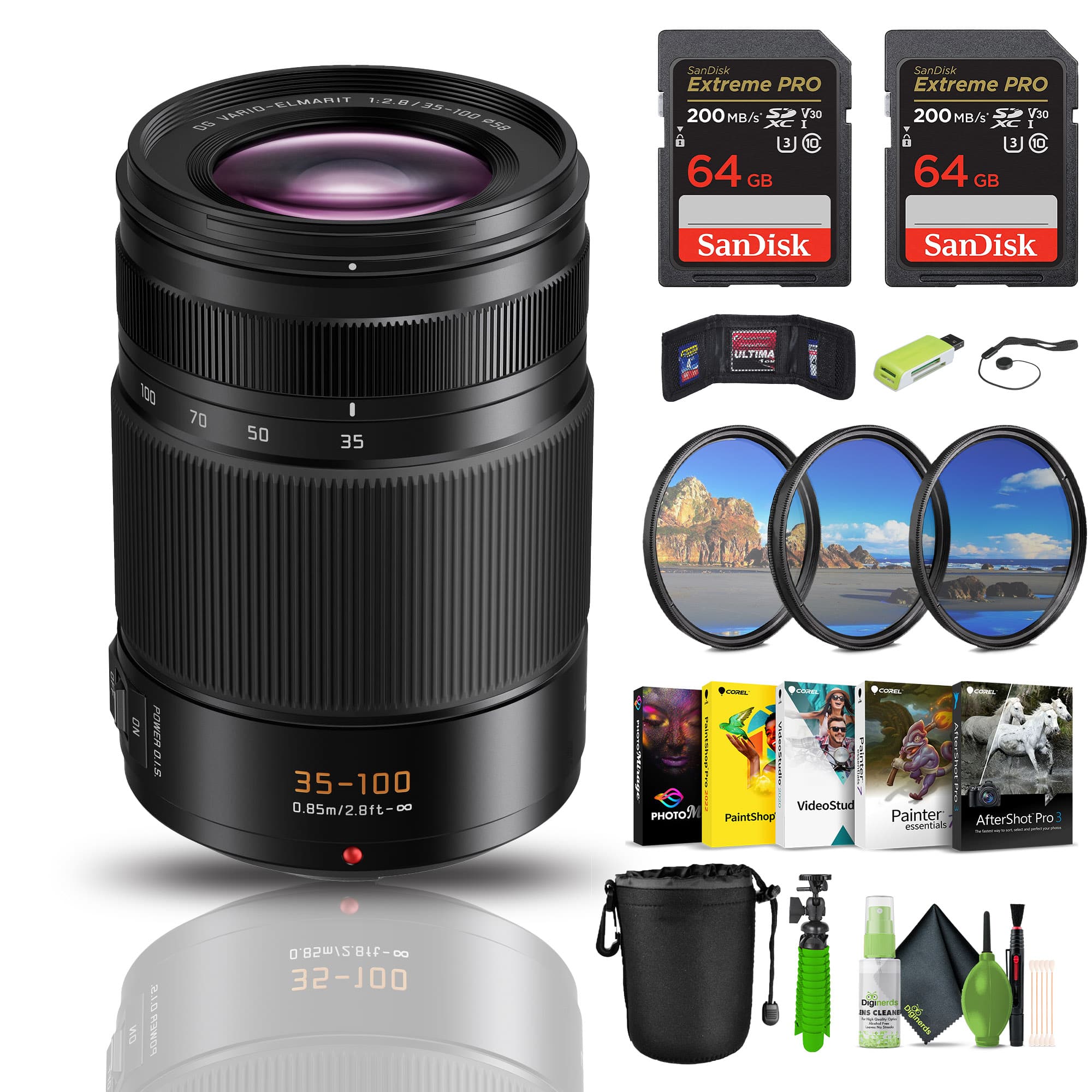 Panasonic - LUMIX Micro Four Thirds Camera Lens, Leica DG Vario-ELMARIT 35-100mm / F2.8 / Power O.I.S. - H-ES35100 - Black
