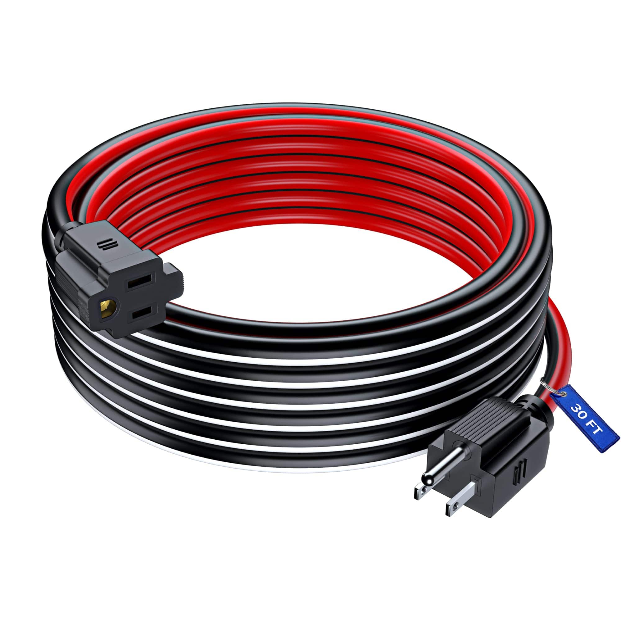 Maximm - Extension Cord 30 ft, Extension Cord,16 Gauge, Heavy Duty Extension Cord ETL Listed - Black, White and Red