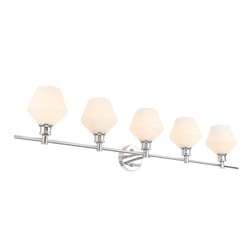 Alt View 8. Living District - Gene 5 light Chrome and Frosted white glass Wall sconce - Chrome And Frosted White Glass.
