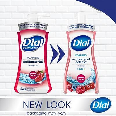 99.99% of Bacteria Kills Recommended #1 Dr. Brand*

Dial Complete
Foaming Antibacterial Hand Wash
Power Berries
Aloe

Dial Complete
Foaming Antibacterial Defense
Hand Wash
Power Berries
Aloe

NEW LOOK
Packaging may vary
