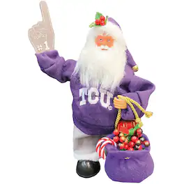 Santa's Workshop - TCU Horned Frogs 12" Animated Musical Santa - Purple