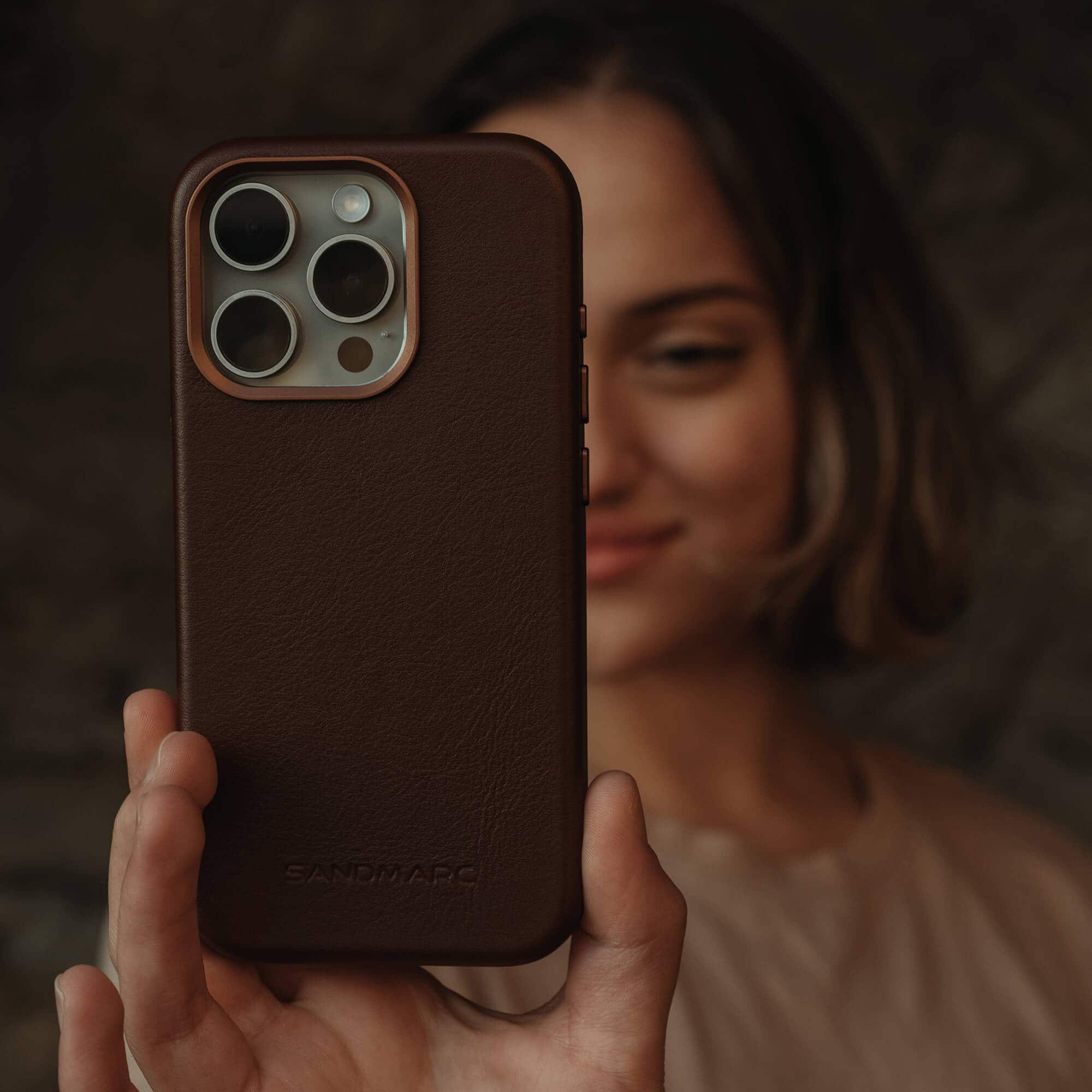 SANDMARC Minimal Leather Case iPhone 16 Pro Max Brown SM-SM-675