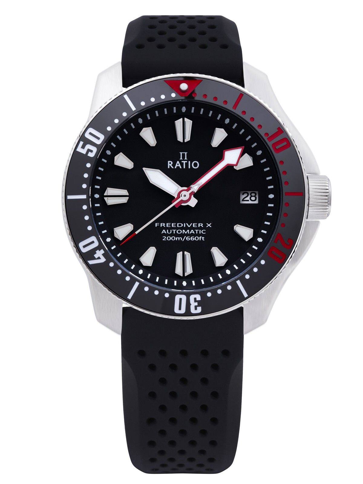 RATIO  
FREEDIVER X  
AUTOMATIC  
200m/660ft  

50  
40  
30  
20  
10  

28