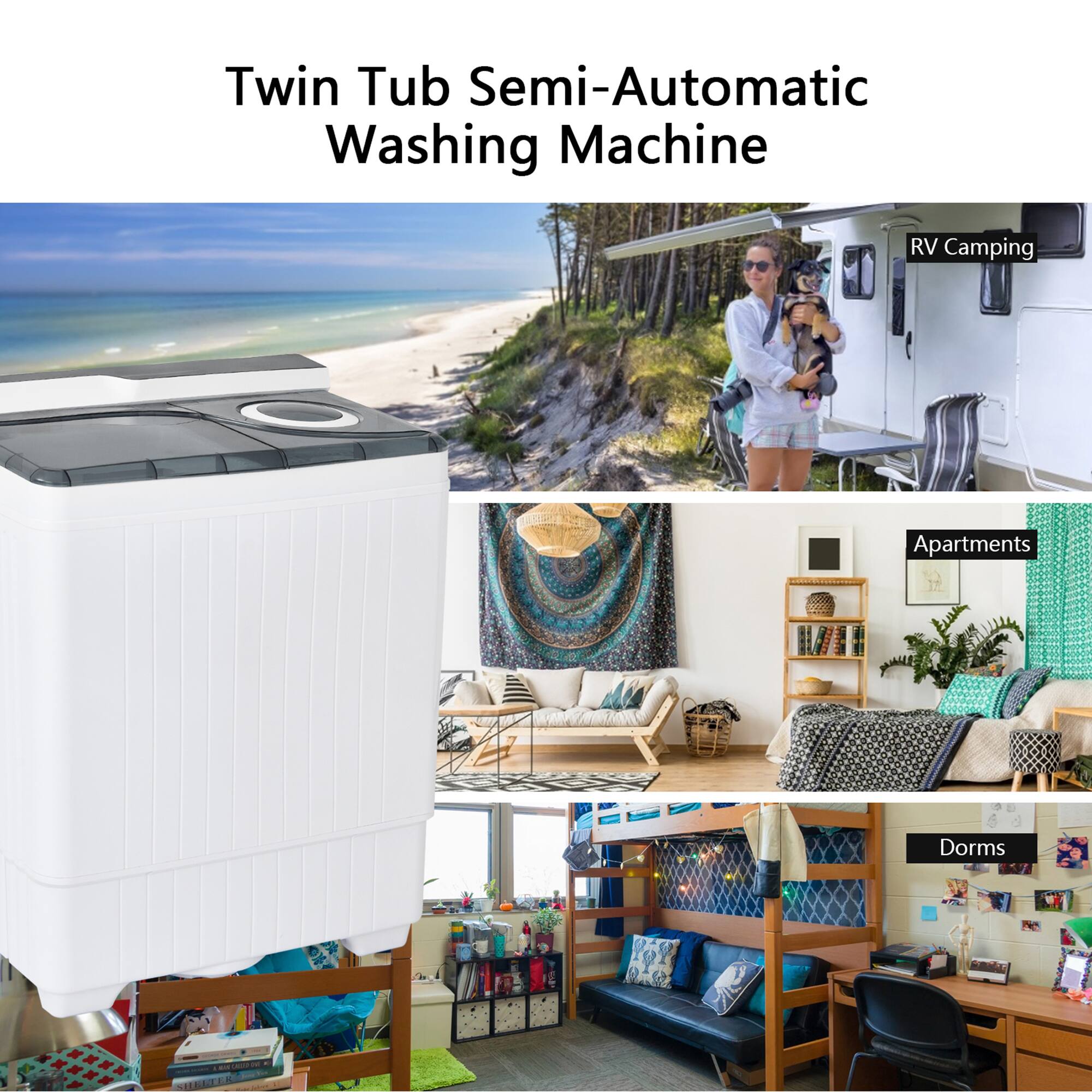 Twin Tub Semi-Automatic Washing Machine

RV Camping

Apartments

Dorms