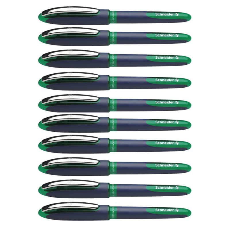 Schneider - One Business Rollerball Pens, 0.6mm, Green, Pack of 10