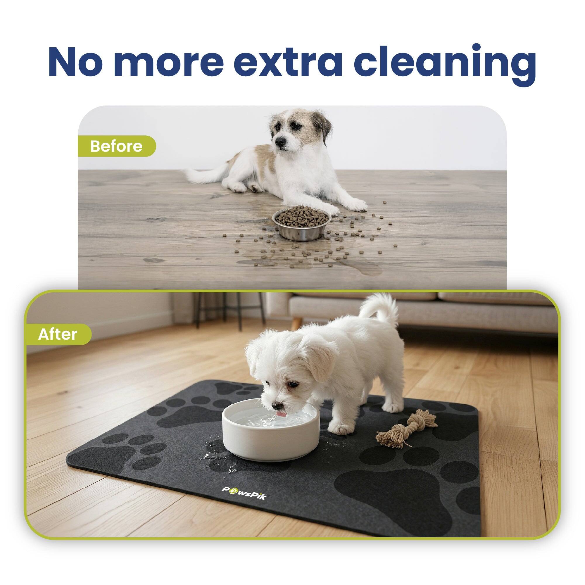 PawsPik Fast Absorbing Dog & Cat Food Mat, Pawprint, Medium Gray - Best Buy