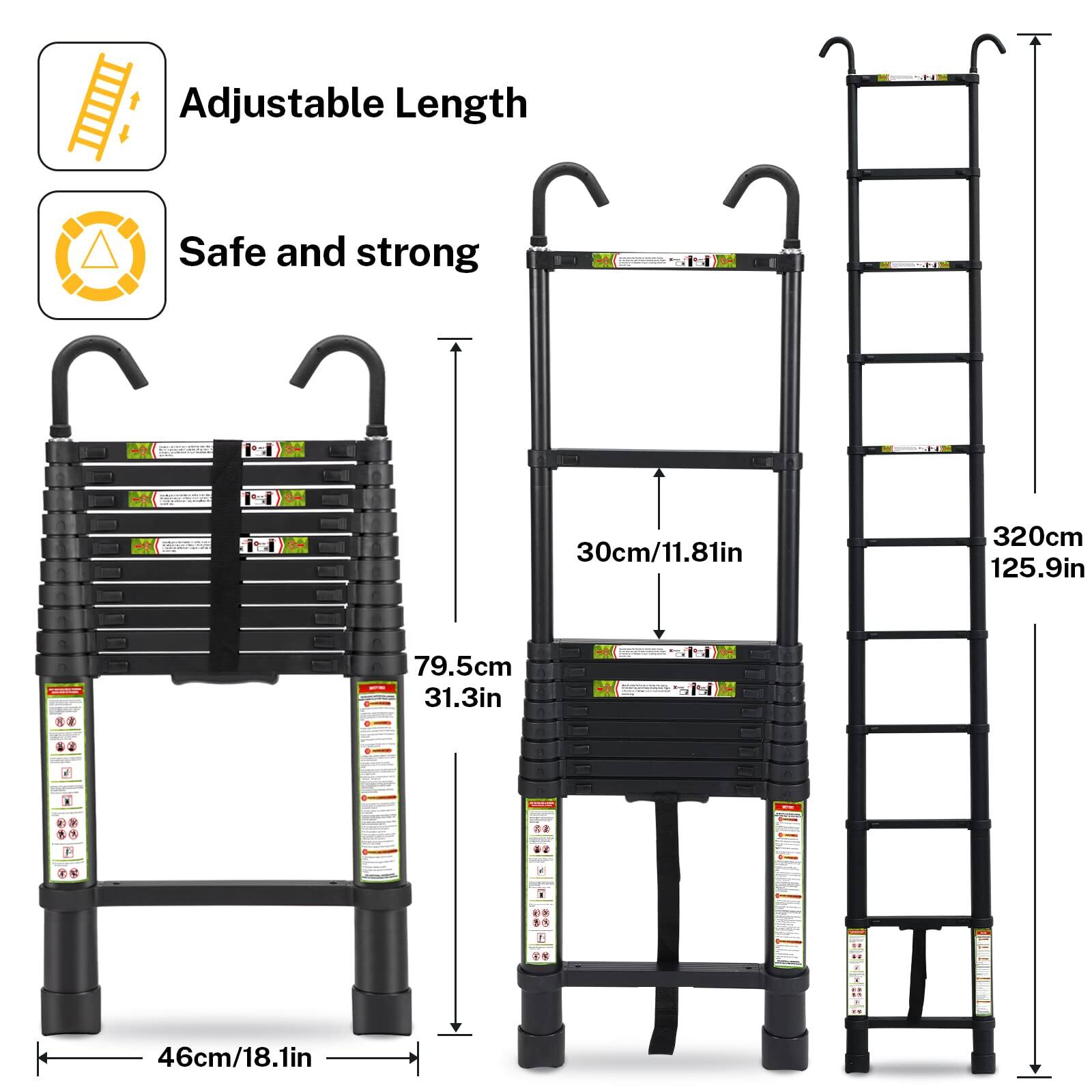Adjustable Length  
Safe and strong  

30cm/11.81in  
79.5cm/31.3in  
46cm/18.1in  
320cm/125.9in