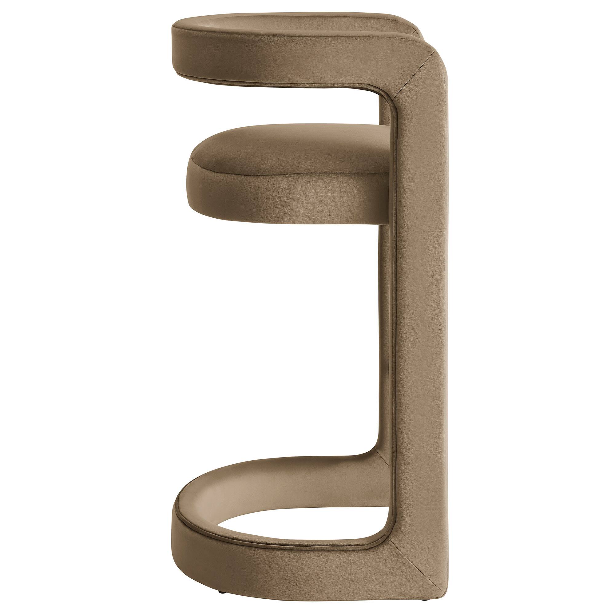 Back. Modway - Winslow Performance Velvet Bar Stool - Gray.