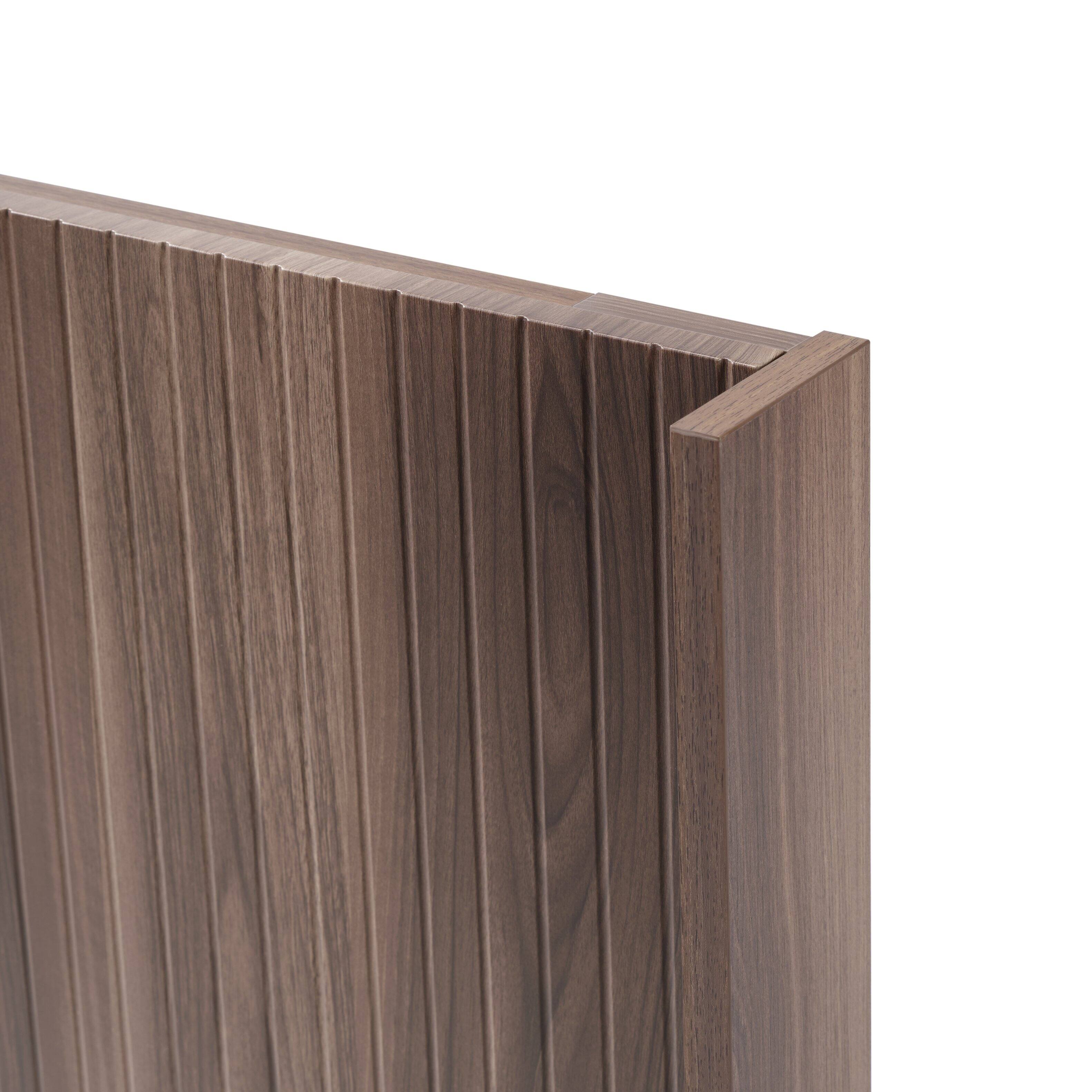 Alt View 7. GOODSILO - King Size Modern Farmhouse Headboard - 80.2 Inch Wide Wall Mounted Fluted Panel Wingback - Natural Finish - Walnut Brown.