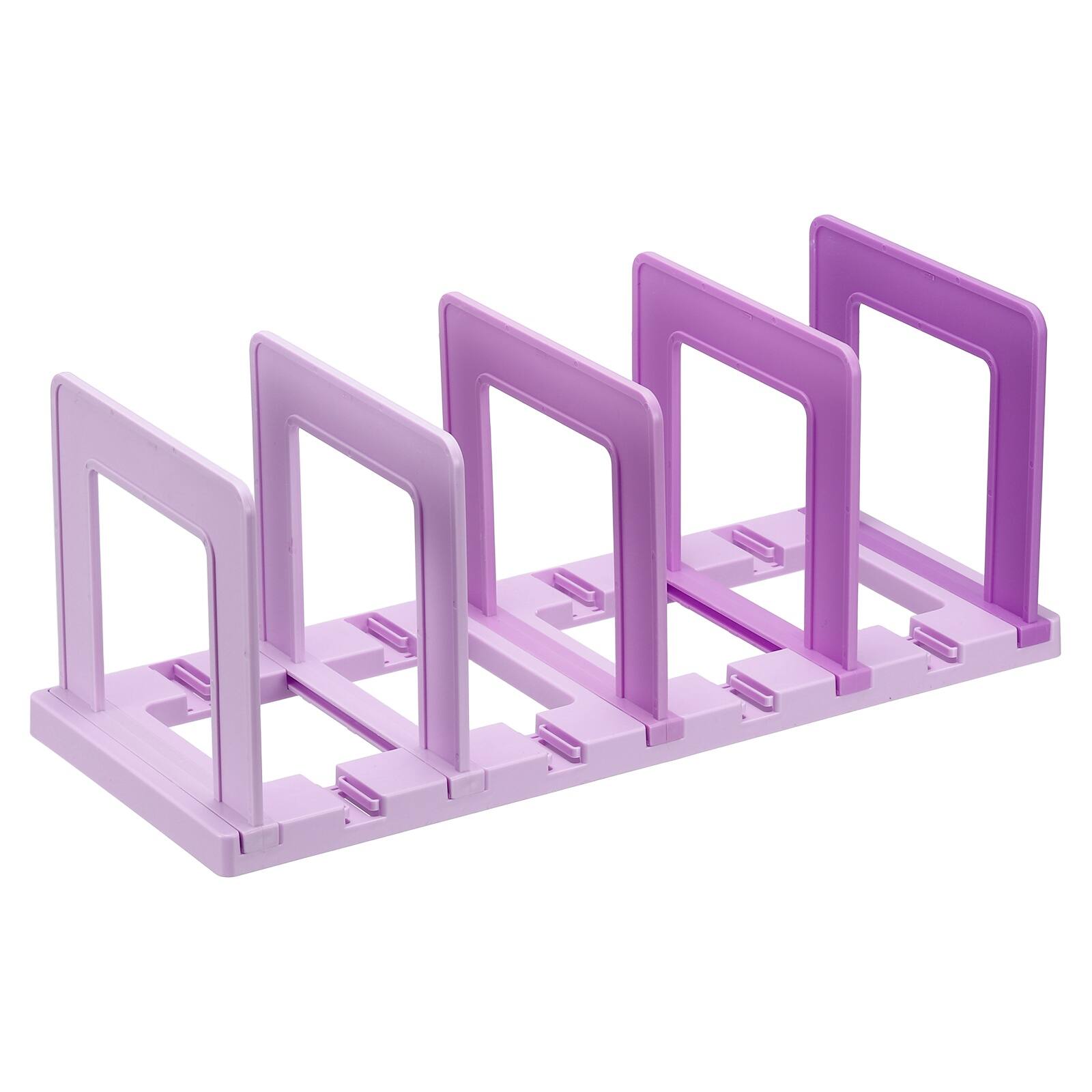 Unique Bargains - Desk File Sorter 4 Section Plastic Vertical Dividers Mail Organizer Magazine Holder Rack for Home Office - Purple