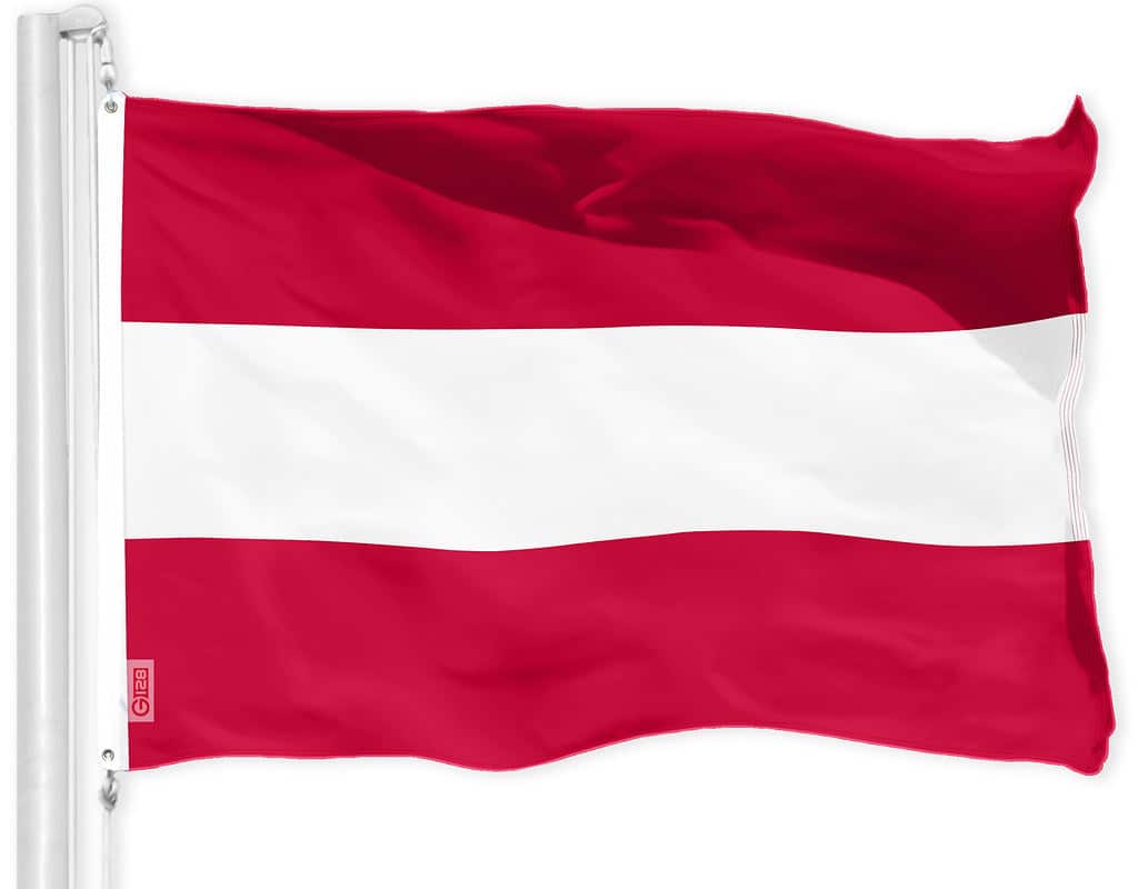 G128 - Austria Flag 3 x 5 ft 150D Polyester Brass Grommets - Assorted Colors