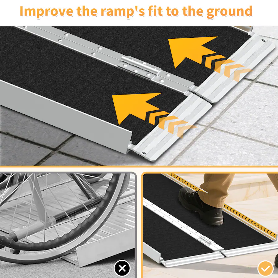 Retro Fit Ramp FODINGHILL 10FT Aluminum Portable Wheelchair Ramp with Non Skid Surface ...