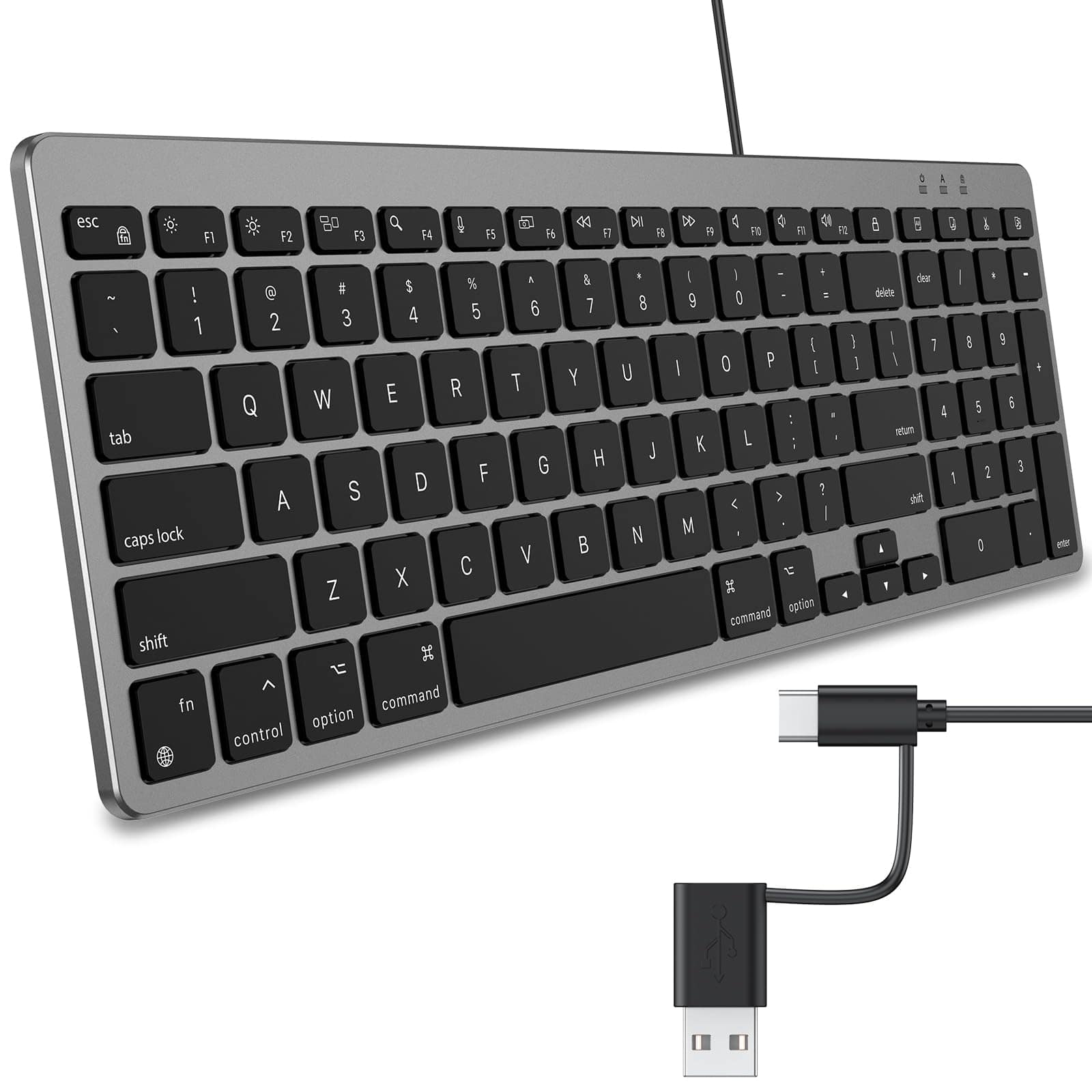 Pacoar Cade - Wired Compatible With Dual Interface (usb And Type-c) Numeric Keypad Macbook Pro/air Imac Mini/pro Laptop ONLY - Gray