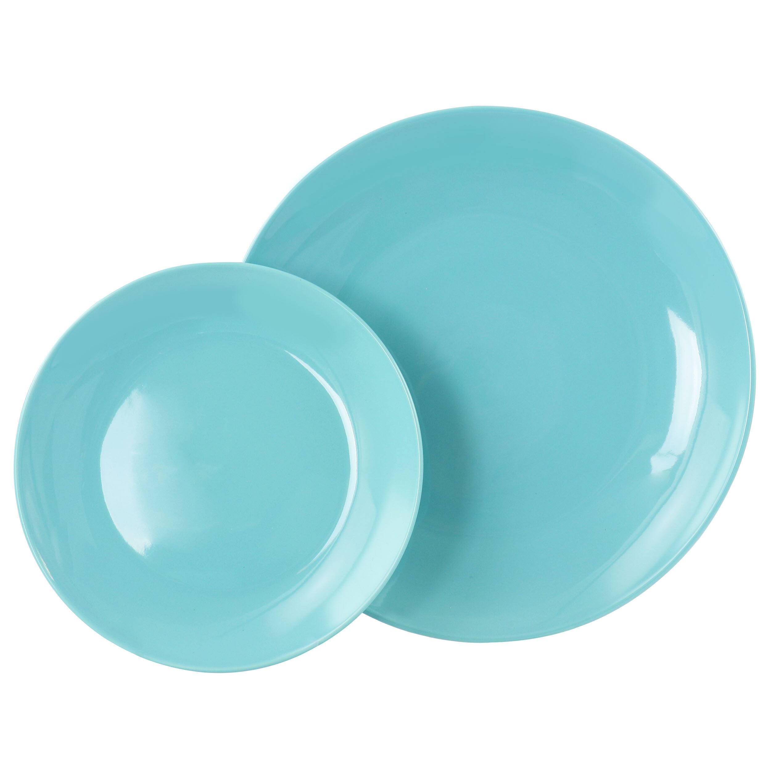 Alt View 3. Elama - Elama Luna 18 Piece Porcelain Dinnerware Set in Blue - Blue.