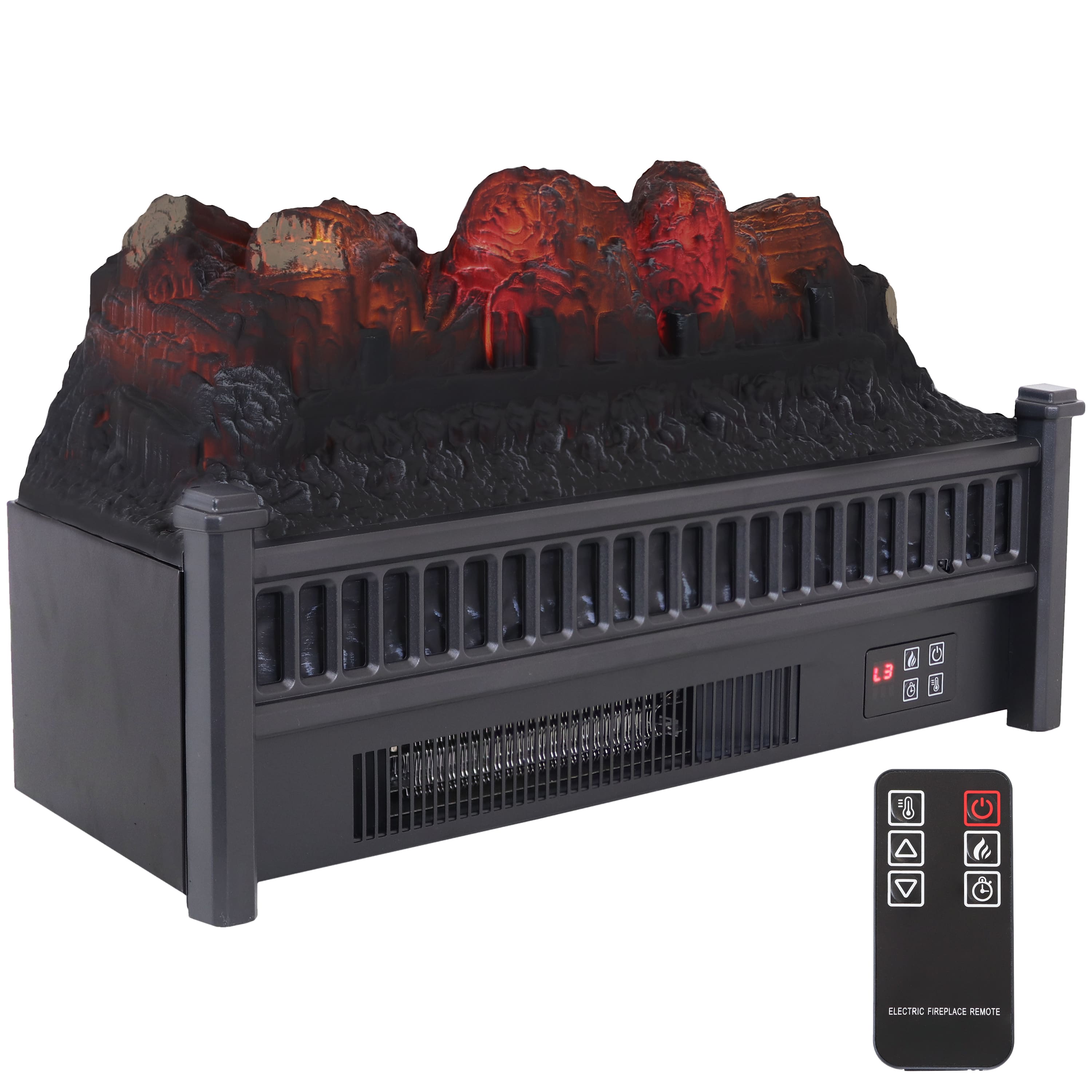 Sunnydaze - 23 in Polypropylene Flameless Log Electric Fireplace Insert - Black