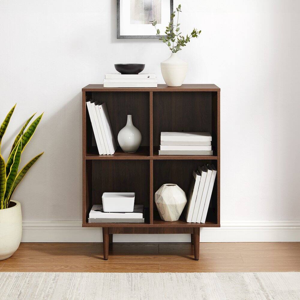 Alt View 7. Crosley Furniture - Liam 4 Cube Record Player Stand With Vinyl Storage - Walnut.