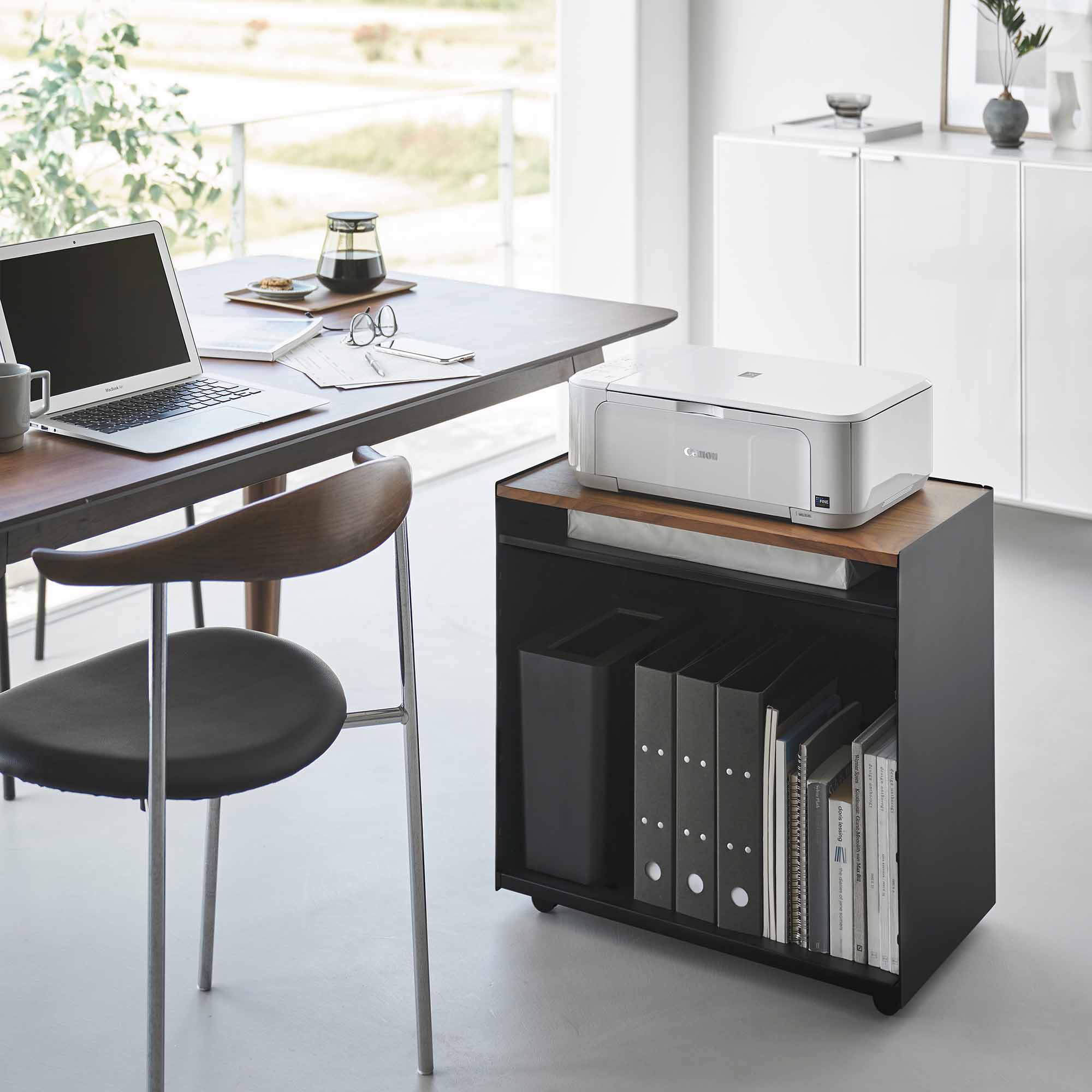 Alt View 9. Yamazaki Home - Mobile Hideaway Storage Cart (23" H) - Steel + Wood - White.