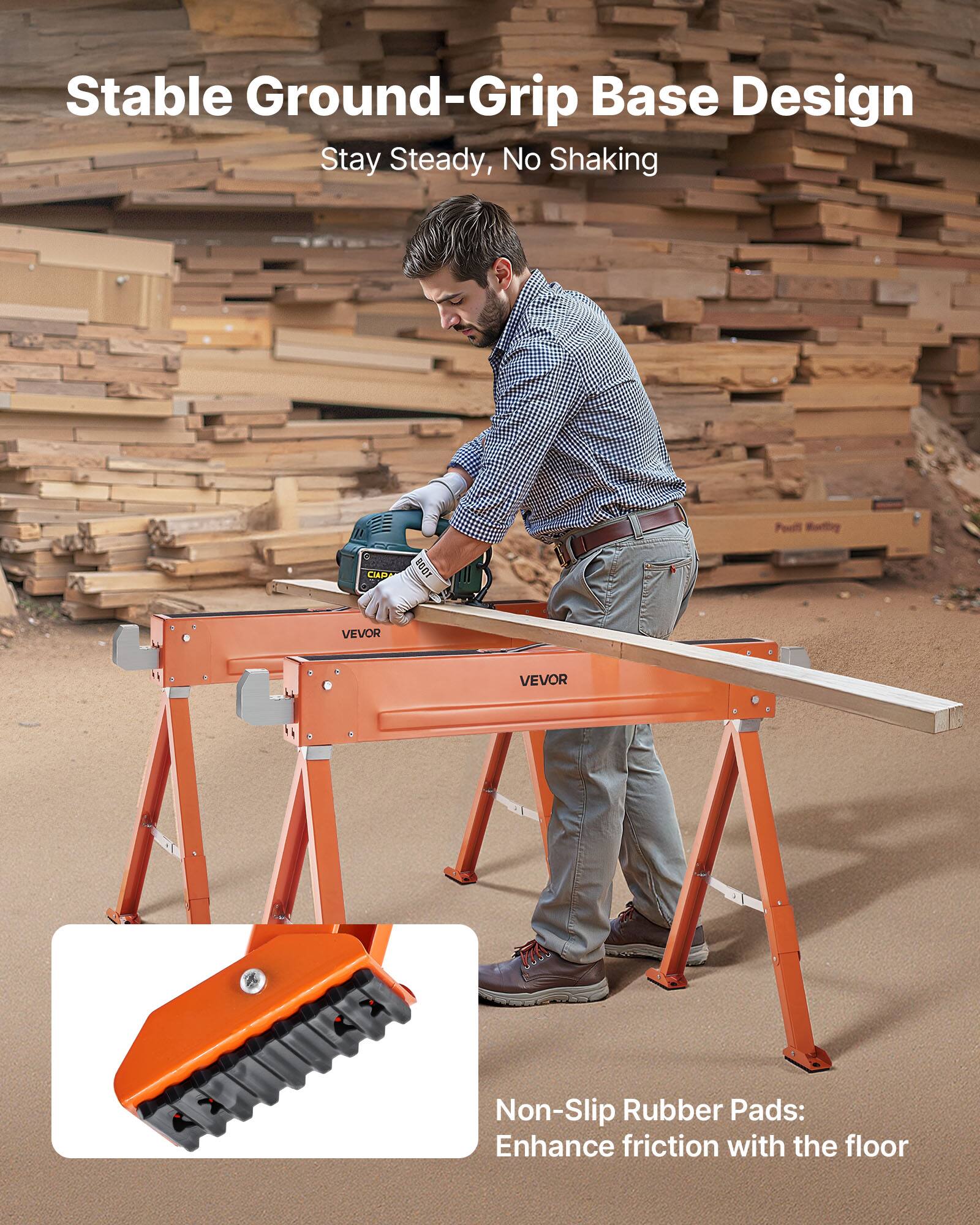 Stable Ground-Grip Base Design  
Stay Steady, No Shaking  

Non-Slip Rubber Pads:  
Enhance friction with the floor