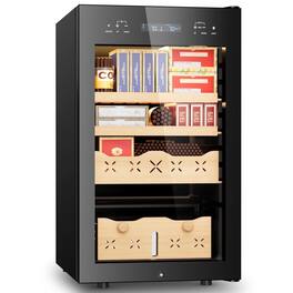 Mirfee - 65L Electric Cigar Humidor - 500 Count, Smart Climate Control & Spanish Cedar Interior - Black