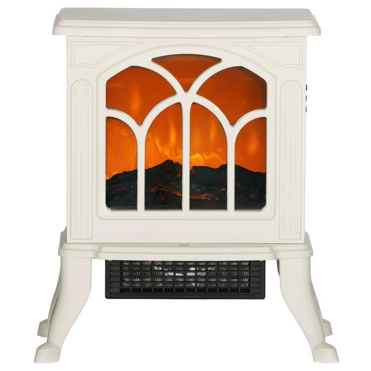 Alt View 10. PULUZ - Electric Fireplace Heater, Freestanding Fireplace Stove with Realistic Logs and Flame Effect, 750W/1500W - Beige.