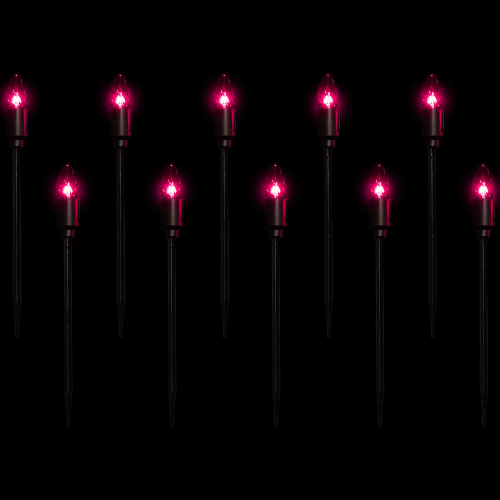 Alt View 2. Northlight - Lighted C9 Bulb Halloween Outdoor Pathway Markers - 14" - Purple - Set of 10 - Purple.