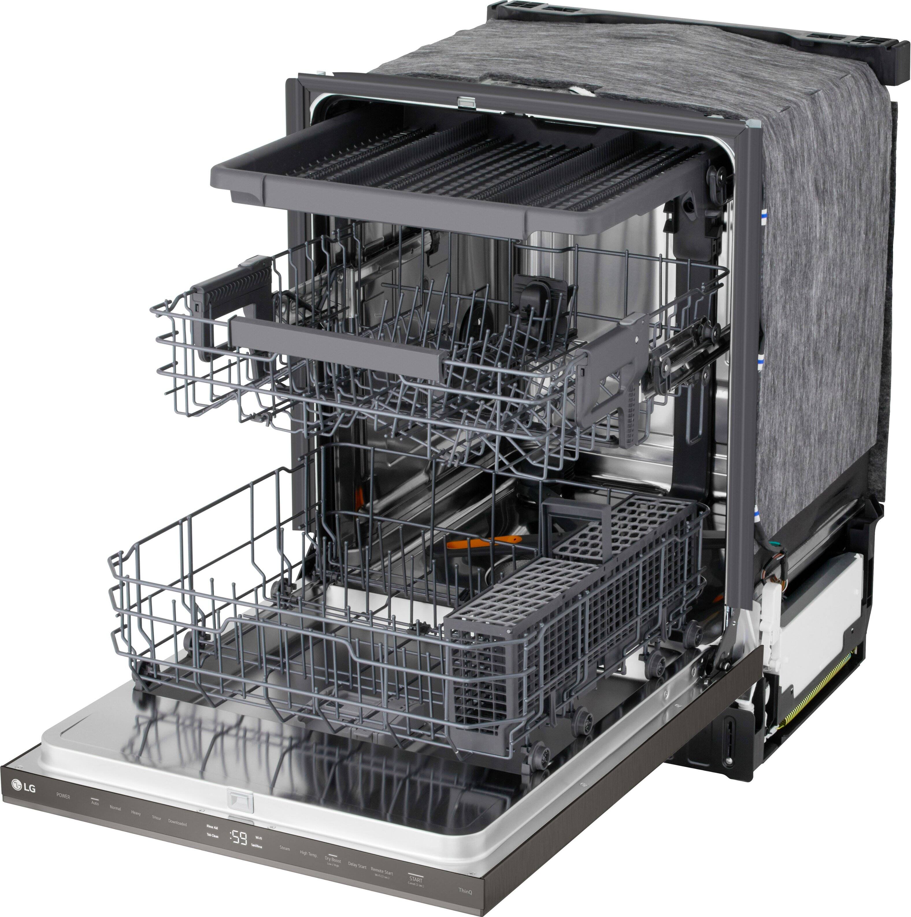 Alt View 14. LG - FlushFit 24" Top Control Smart Built-In Stainless Steel Tub Dishwasher with 3rd Rack, 1-Hour Wash & Dry Cycle and 46dBA - Black Stainless Steel.