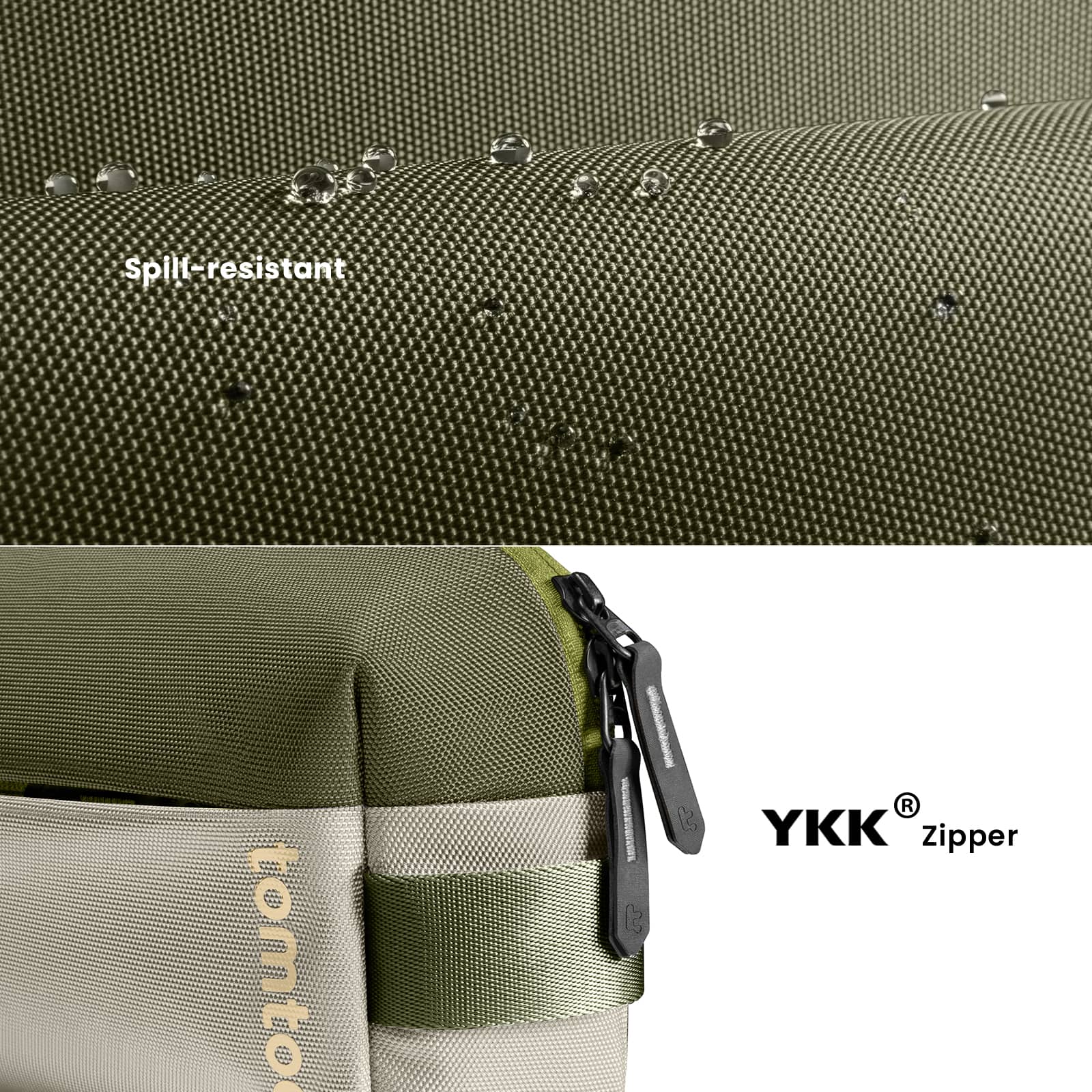 Spill-resistant tomto t t R YKK Zipper