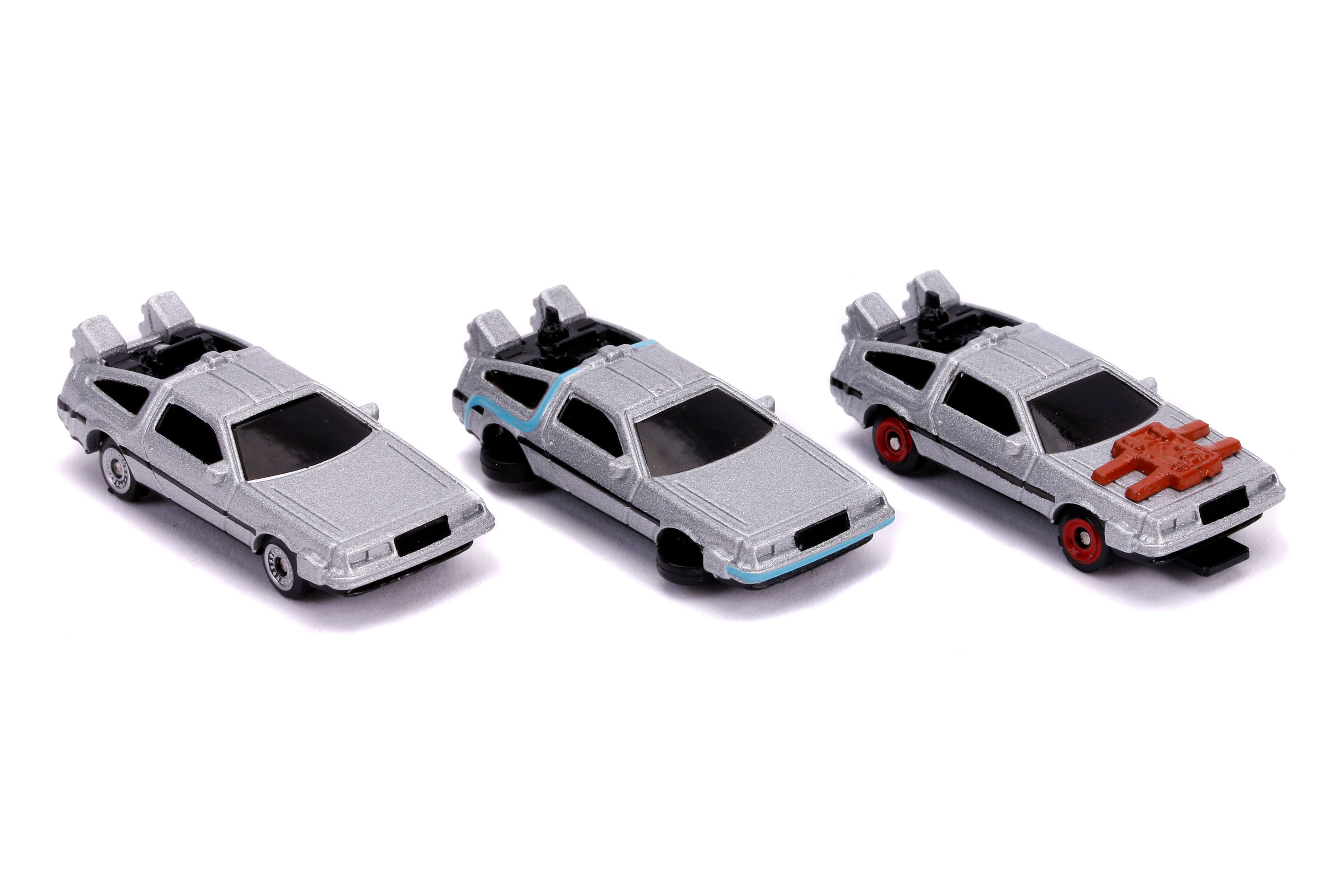 Alt View 1. Jada - "Back to the Future" Time Machine Set  of 3 pieces "Nano Hollywood Rides" Diecast Model Cars by Jada.