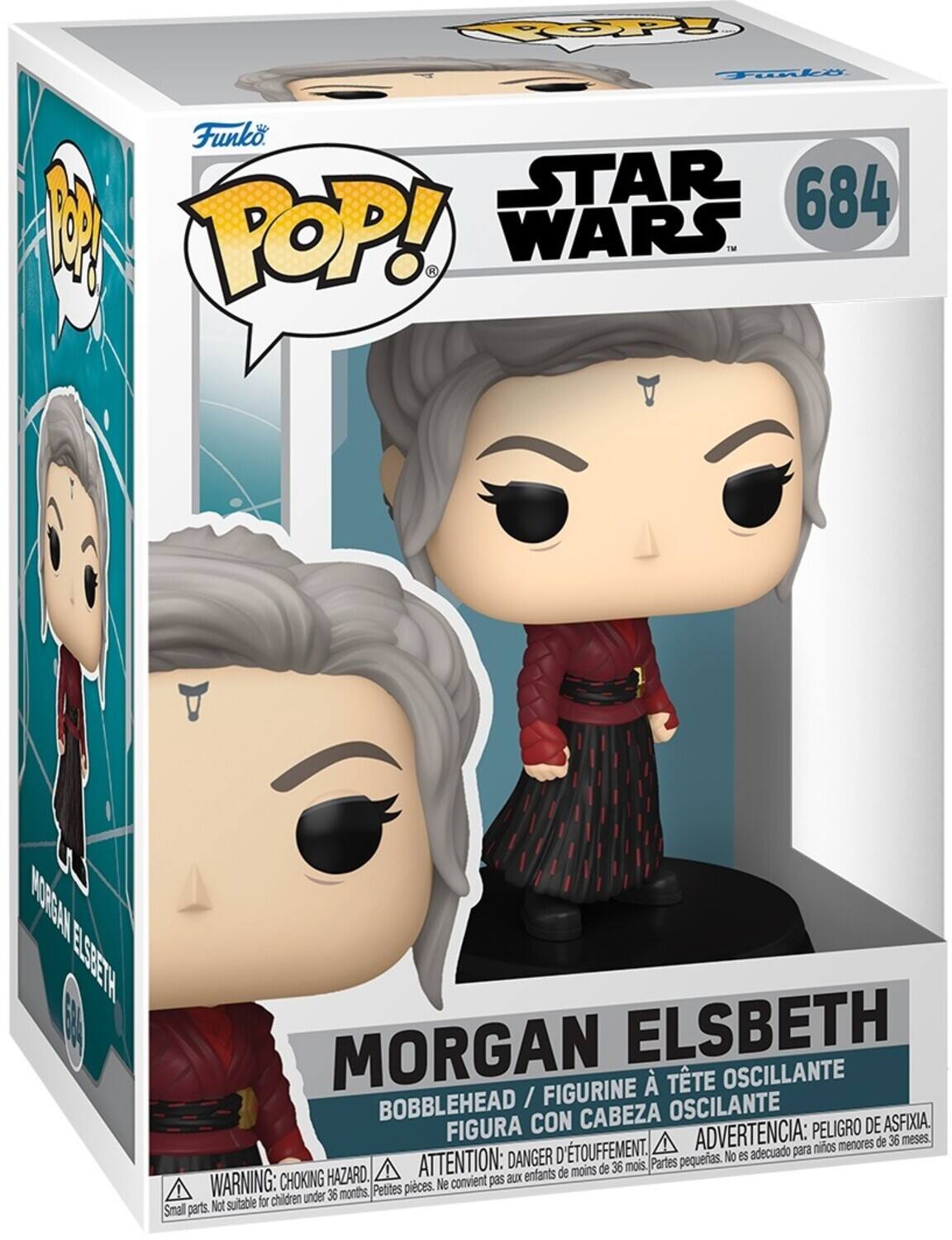 POP! STAR WARS 684
MORGAN ELSBETH
BOBBLEHEAD / FIGURINE À TÊTE OSCILANTE
FIGURA CON CABEZA OSCILANTE
PELIGRO DE ASFIXIA D'ETOUFFEMENT
ADVERTENCIA: peligro de asfixia
DANGER D'ETOUFFEMENT
ATTENTION: aux enfants de moins de 36 mois
WARNING: CHOKING HAZARD
Partes pequeñas. No es adecuado para niños menores de 36 meses.
Small parts. Not suitable for children under 36 months.
