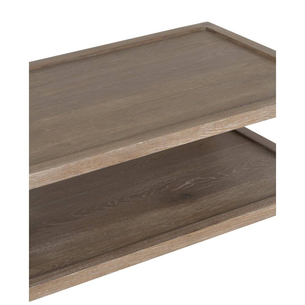 Left. Porter Designs - Lowell Solid White Oak Wood Coffee Table - Brown.