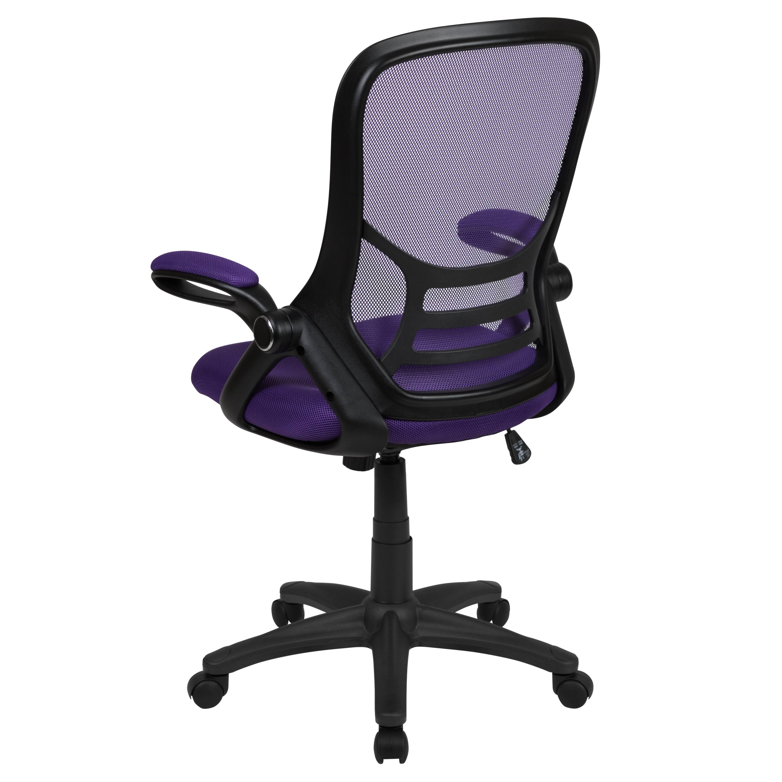 Alt View 5. Emma + Oliver - High Back Mesh Ergonomic Office Chair with Flip-up Arms - Purple.