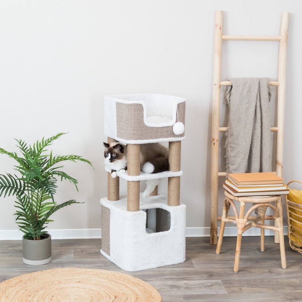Angle. TRIXIE - Lucano 39.8" Multi-Level Cat Tree with Sisal Scratching Posts - Taupe.