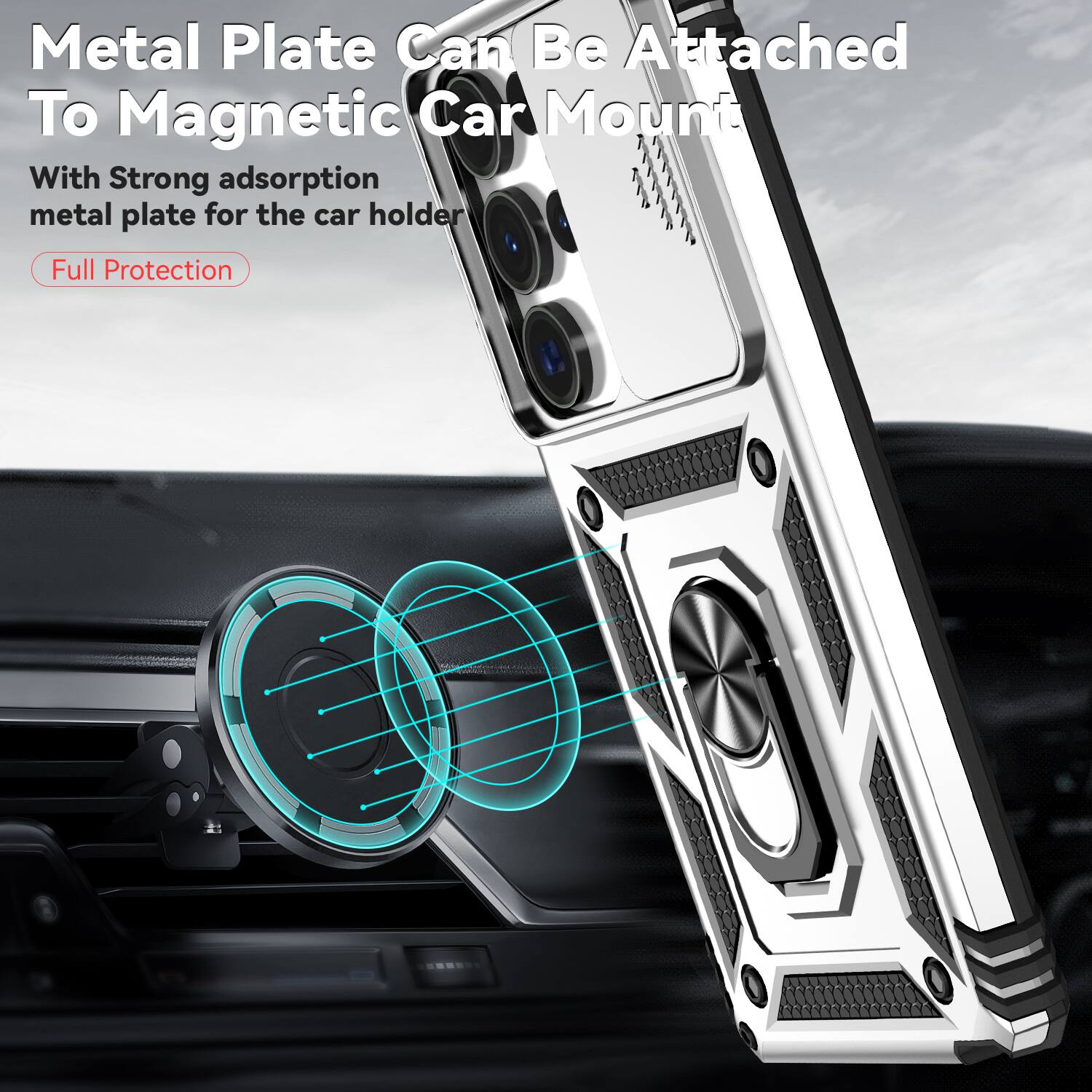 Metal Plate Can Be Attached To Magnetic Car Mount

With Strong adsorption metal plate for the car holder

Full Protection