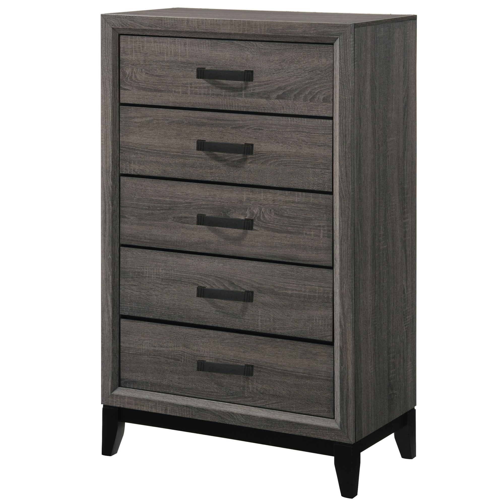 Angle. Kings Brand Furniture - Kings Brand Furniture Ambroise 5 Wood Drawer Chest Dresser for Entryway, Bedroom  Storage Organizer (Grey/Black) - Grey.