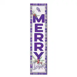 Jardine - Stephen F Austin Lumberjacks 12'' x 48'' Outdoor Merry Christmas Leaner - White