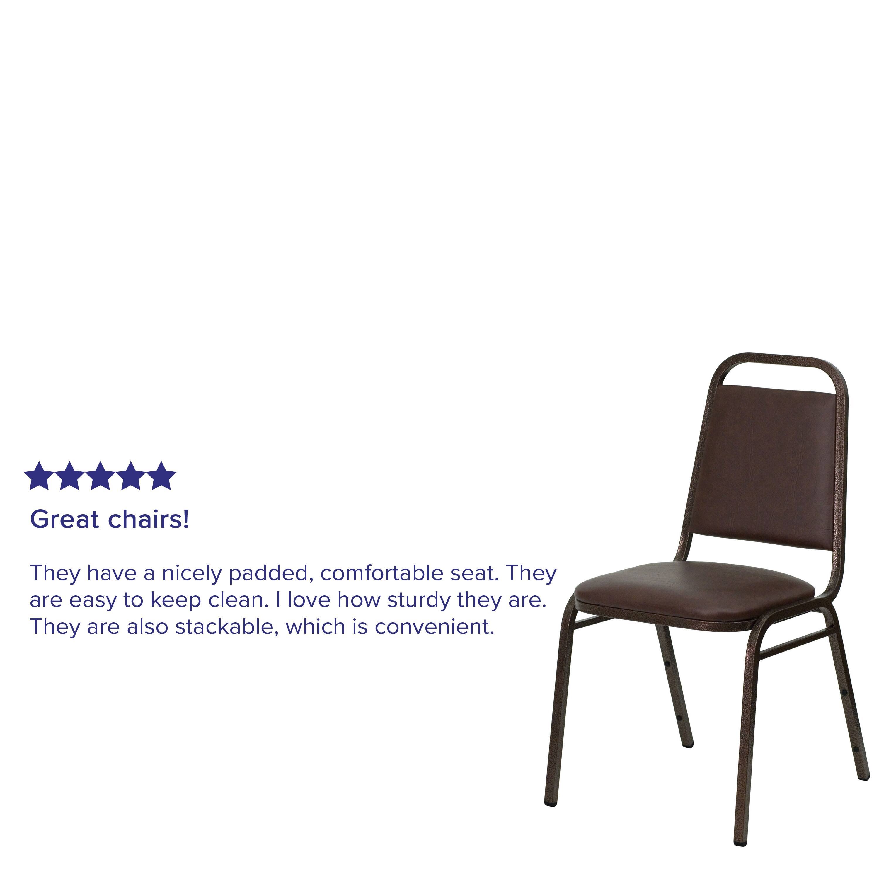 Alt View 11. Alamont Home - HERCULES Series Trapezoidal Back Stacking Banquet Chair with 1.5" Thick Seat - Brown Vinyl/Copper Vein Frame.