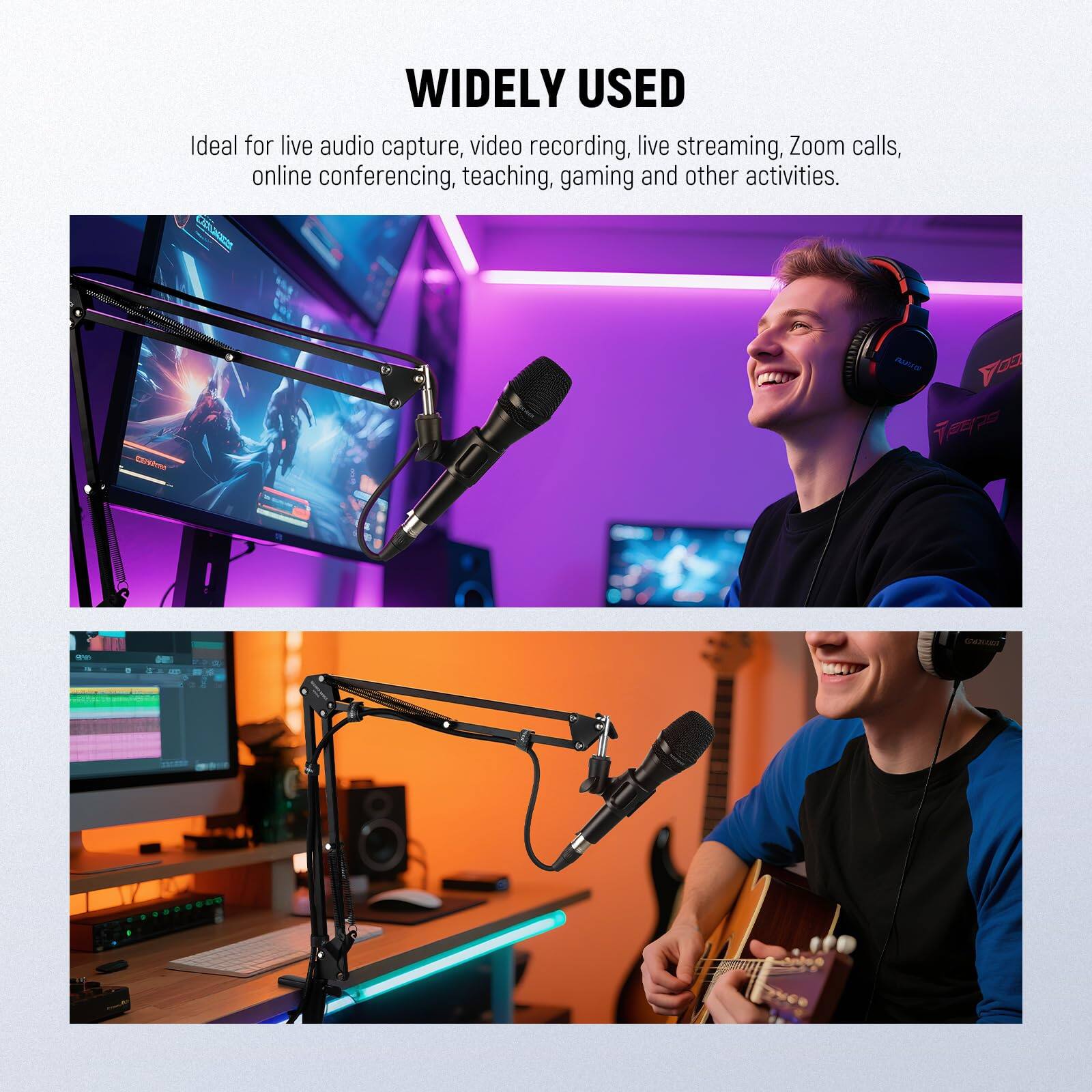 WIDELY USED

Ideal for live audio capture, video recording, live streaming, Zoom calls, online conferencing, teaching, gaming and other activities.