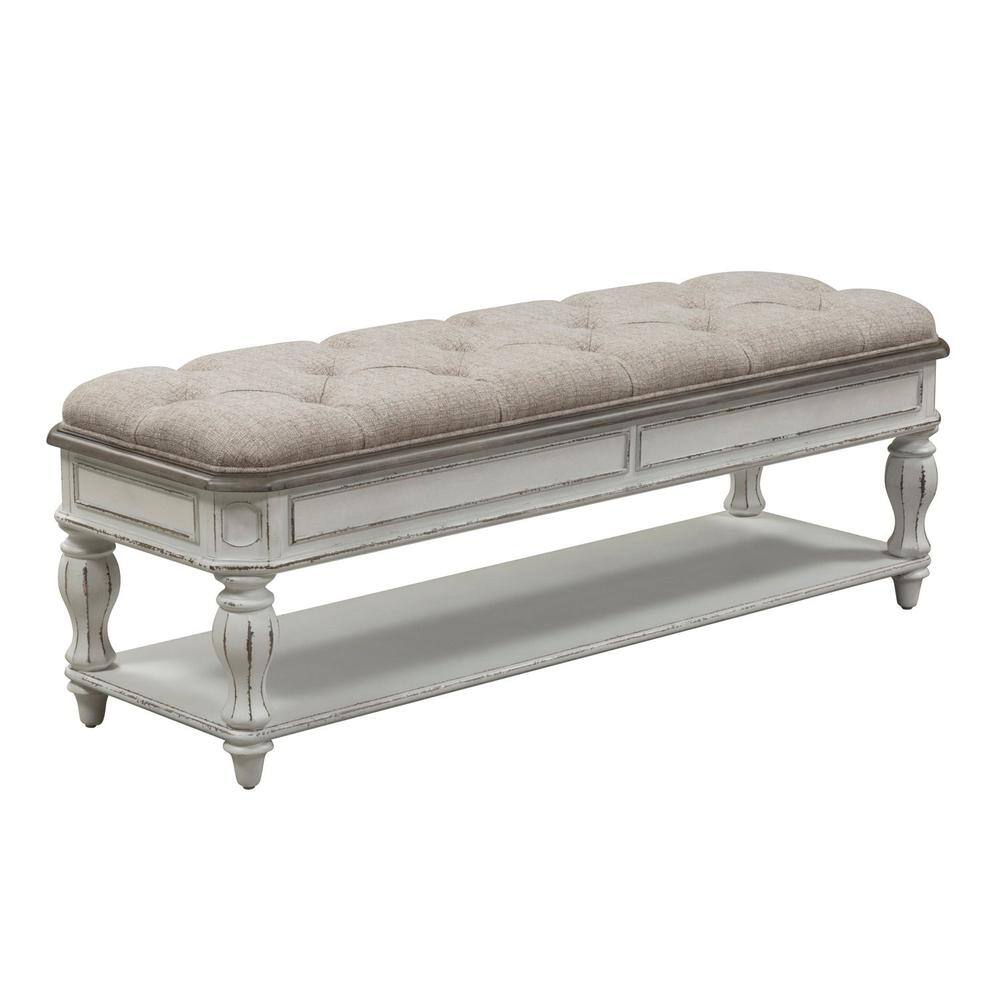 Back. Liberty Furniture Industries - Magnolia Manor Bed Bench in Antique White - White.