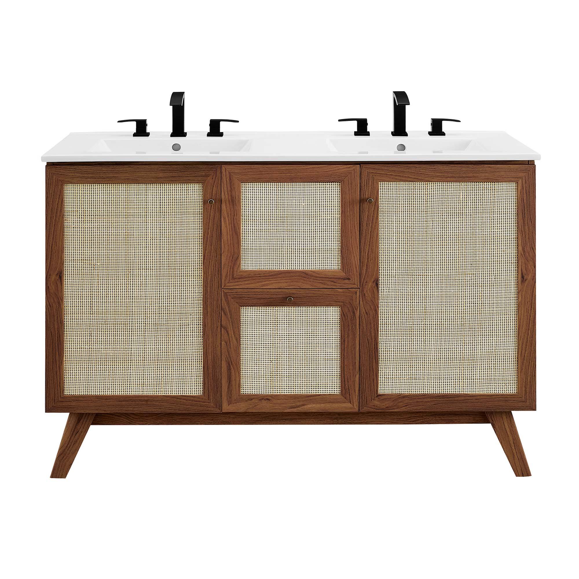 Alt View 8. Modway - Soma Bathroom Vanity with White Basin Included by Modway - Walnut White.