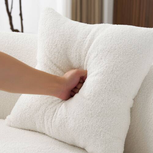Alt View 2. Anysun - 66.9" Curved Teddy Velvet Loveseat Sofa - Full Compression Sponge, No Assembly, 350 lbs Capacity for Small Spaces - White.