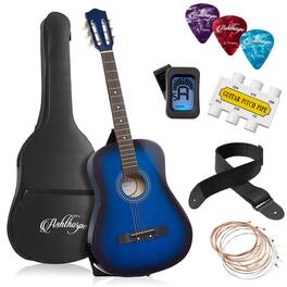 Ashthorpe - Beginner Acoustic Guitar Package - Starter Kit - Blue